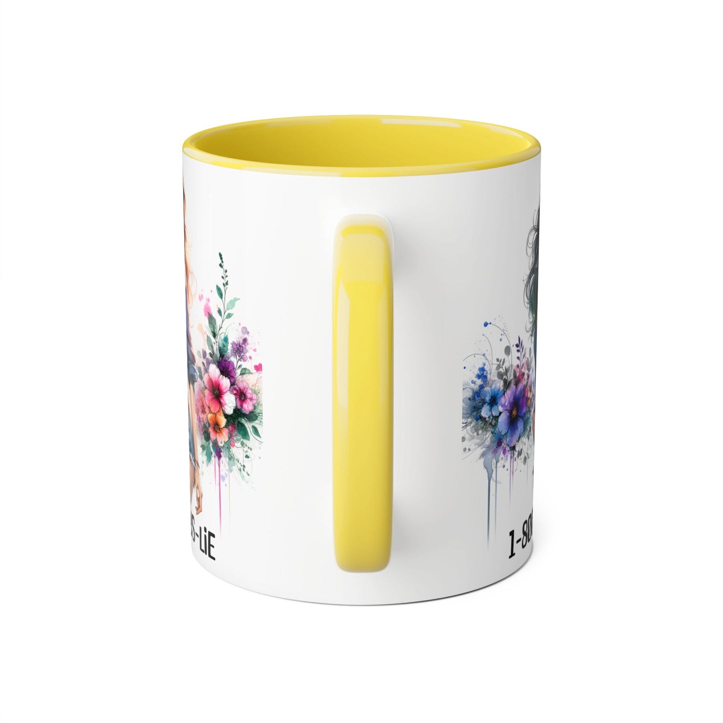 Chic Watercolor Accent Mugs, Floral Coffee Cup, Gift for Her, Trendy Drinkware, Unique Office Mug, 1-800-BOYS-LIE
