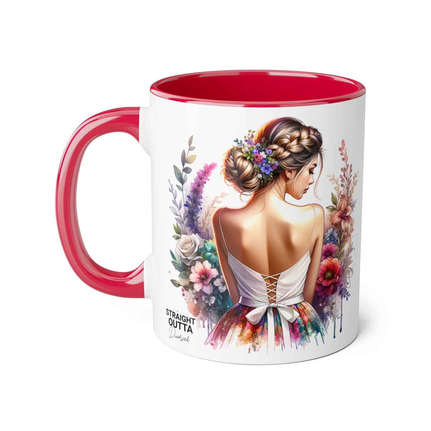 Straight Outta Divorced Humoristic Floral Art Mug, Personalized Gift Mug, Wedding Gift, Coffee Mug, Inspirational Mug, Colorful Accent Mug