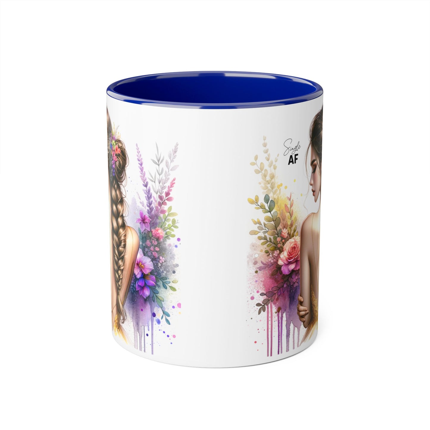 Floral Art Accent Mug, Coffee Cup for Home Decor, Gift for Her, Birthday Present, Inspirational Drinkware