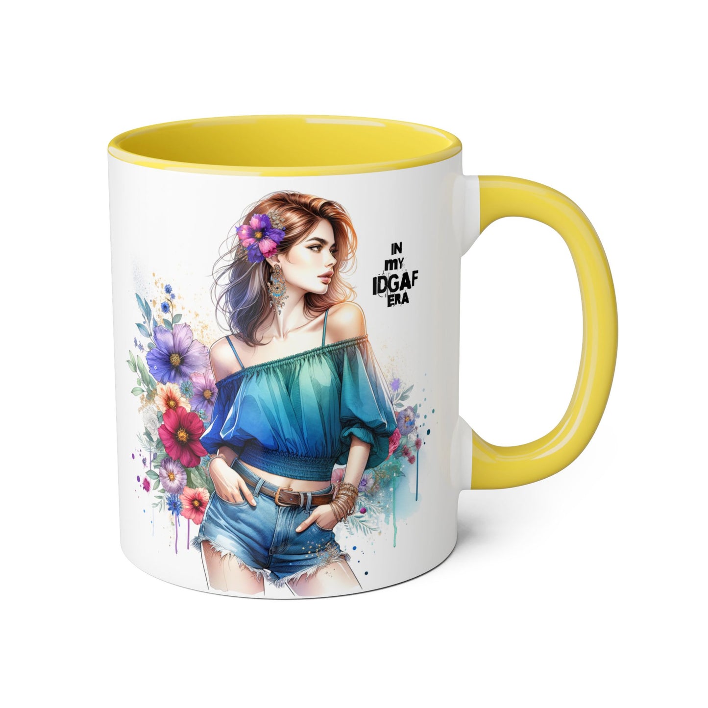 IDGAF Floral Accent Mug - Stylish Coffee Mug for Sassy Souls, Gift for Friends, Unique Home Decor, Perfect for Birthdays, Fun Collectible