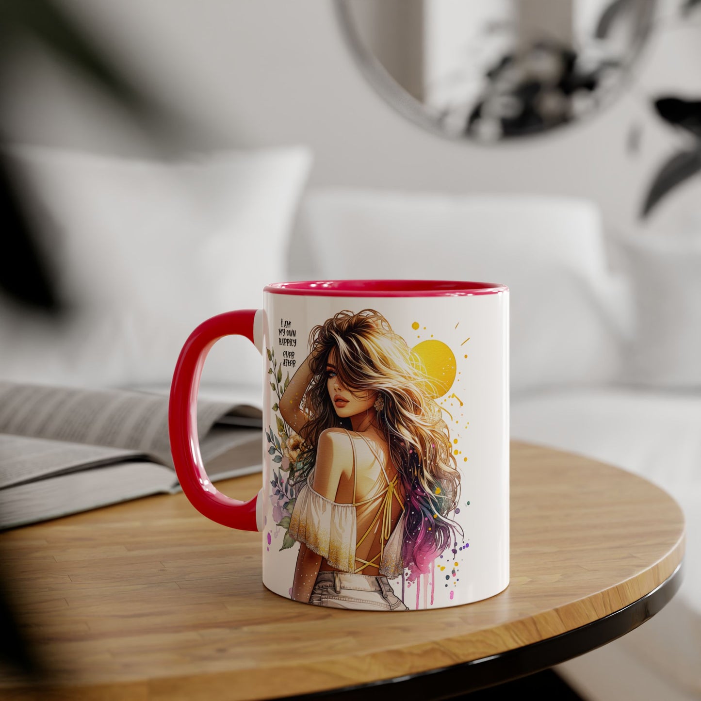 Inspirational Floral Accent Mug - "I Am My Own Happily Ever After " - 11oz
