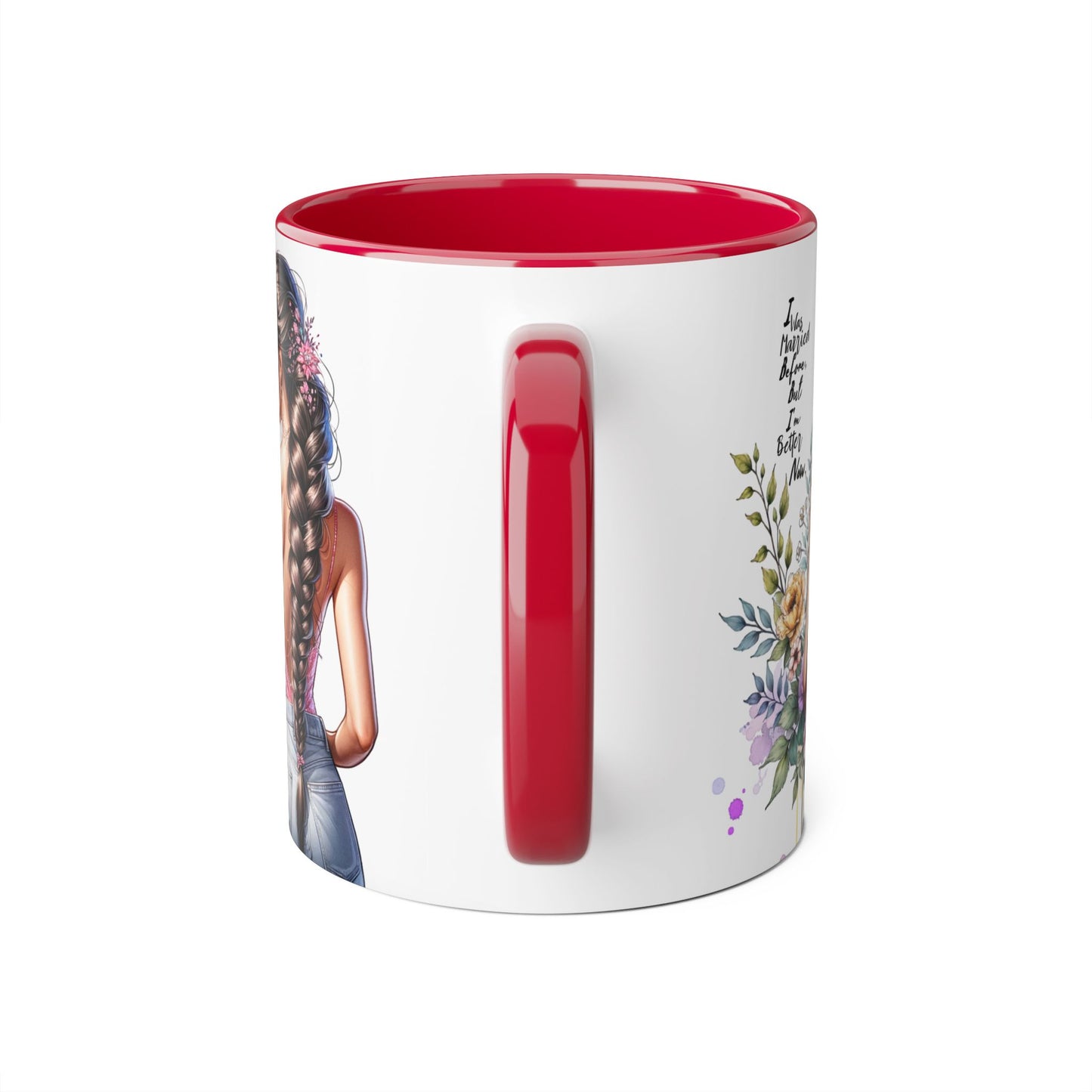 I Was Married Before But I'm Better Now Stylish Floral Accent Mug, Perfect Gift for Tea and Coffee Lovers, Unique Drinkware, Bridal Shower Gift, Inspirational Quote Mug