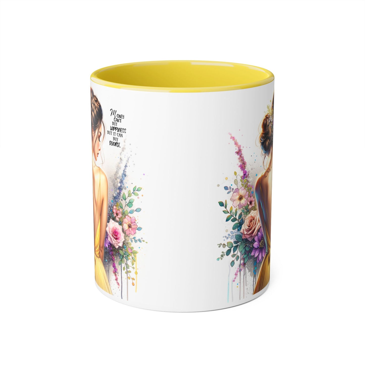 Money Can't Buy Happiness But It Can Buy Divorce Humoristic Elegant Floral Accent Mug, Gift for Her, Coffee Lover, Inspirational Coffee Cup, Birthday Gift Idea, Unique Home Decor