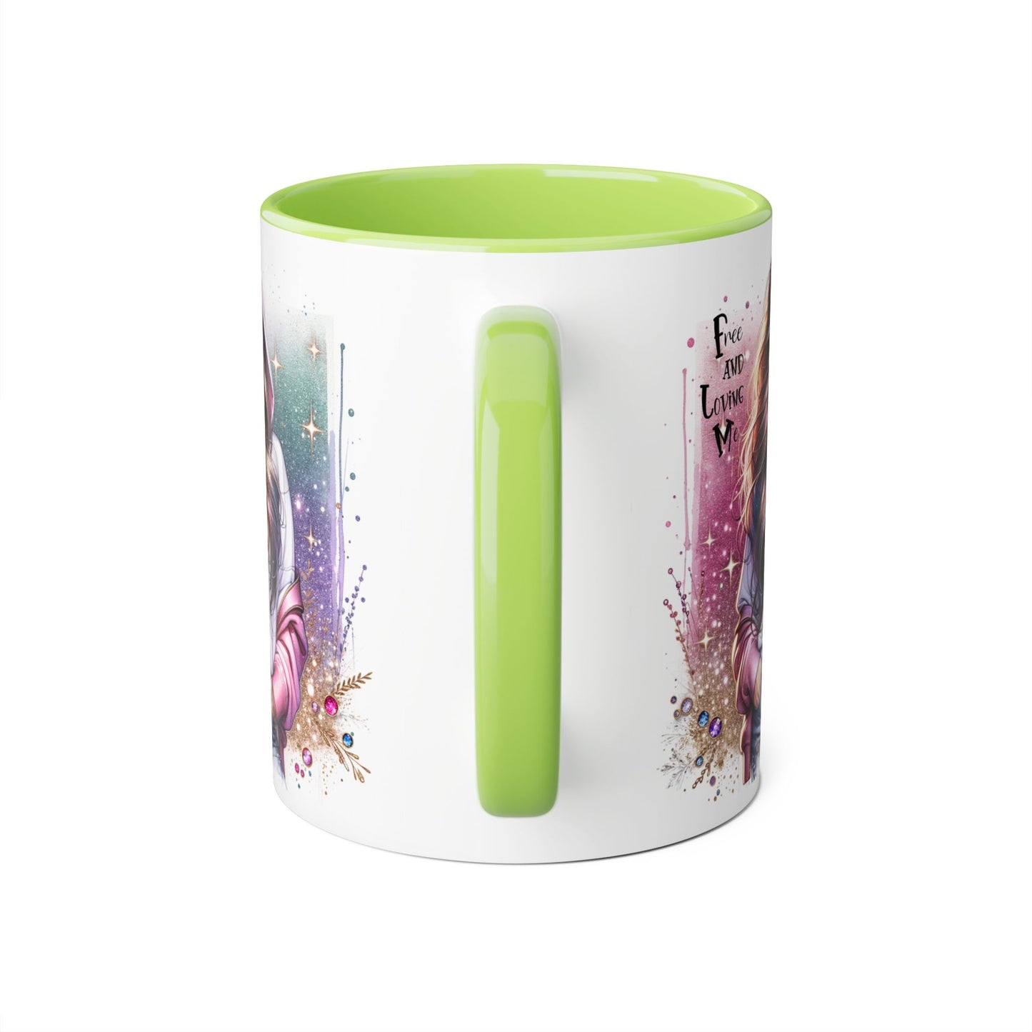 Stylish Accent Mug - 'Free and Loving Me' Coffee Cup, Perfect Gift for Coffee Lovers, Inspirational Drinkware, Cute Morning Mug