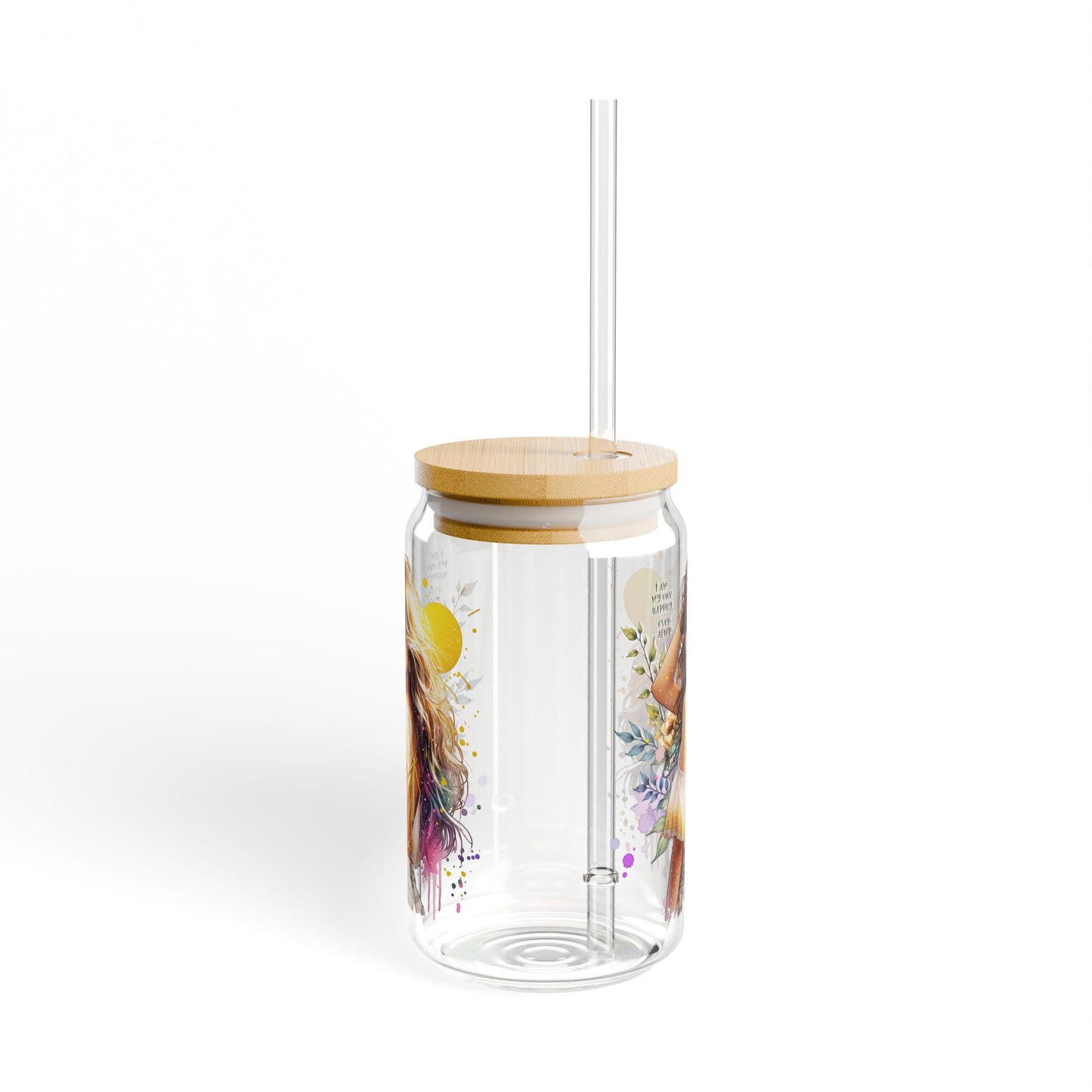 I Am My Own Happily Ever After Inspirational Sipper Glass with Straw - 16oz - Perfect for Smoothies and Refreshing Beverages