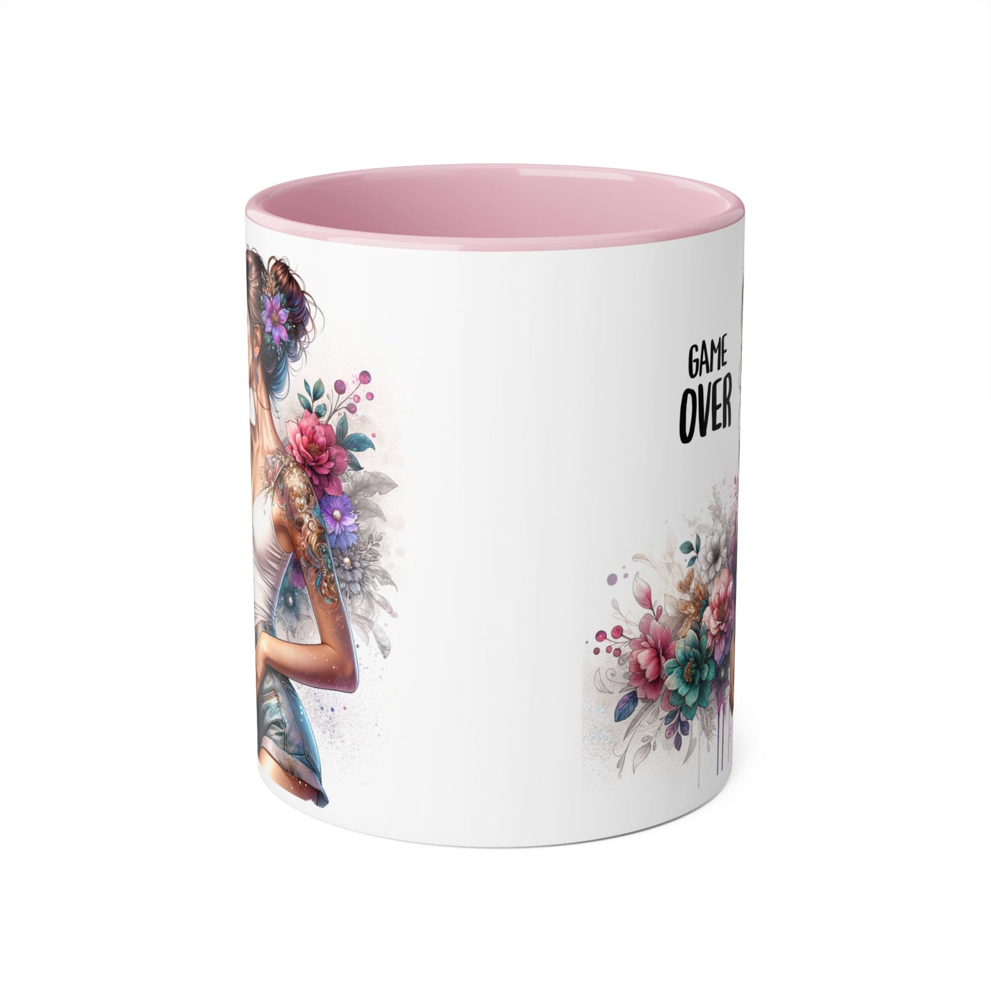 Floral Game Over Mug | Stylish Coffee Cup for Gamers | Unique Gift for Birthdays, Holidays, or Just Because, Tea Mug, Accent Mugs