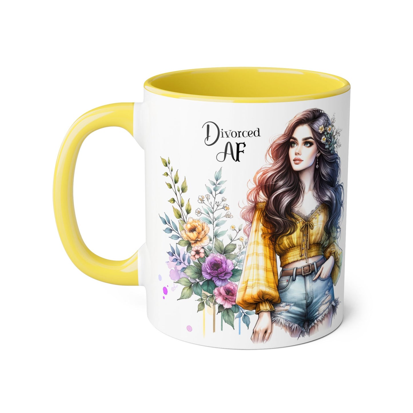 Divorced AF Accent Mug, 11oz - Inspirational Coffee Cup for Strong Women, Gift for Divorcees, Coffee Lovers, Self-Love, Empowerment