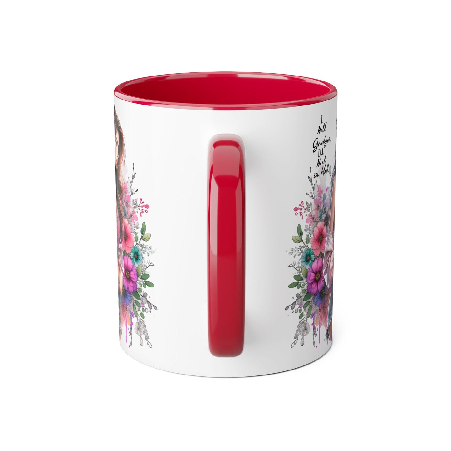I Hold Grudges, I'll Heal in Hell Humoristic Floral Accent Mug