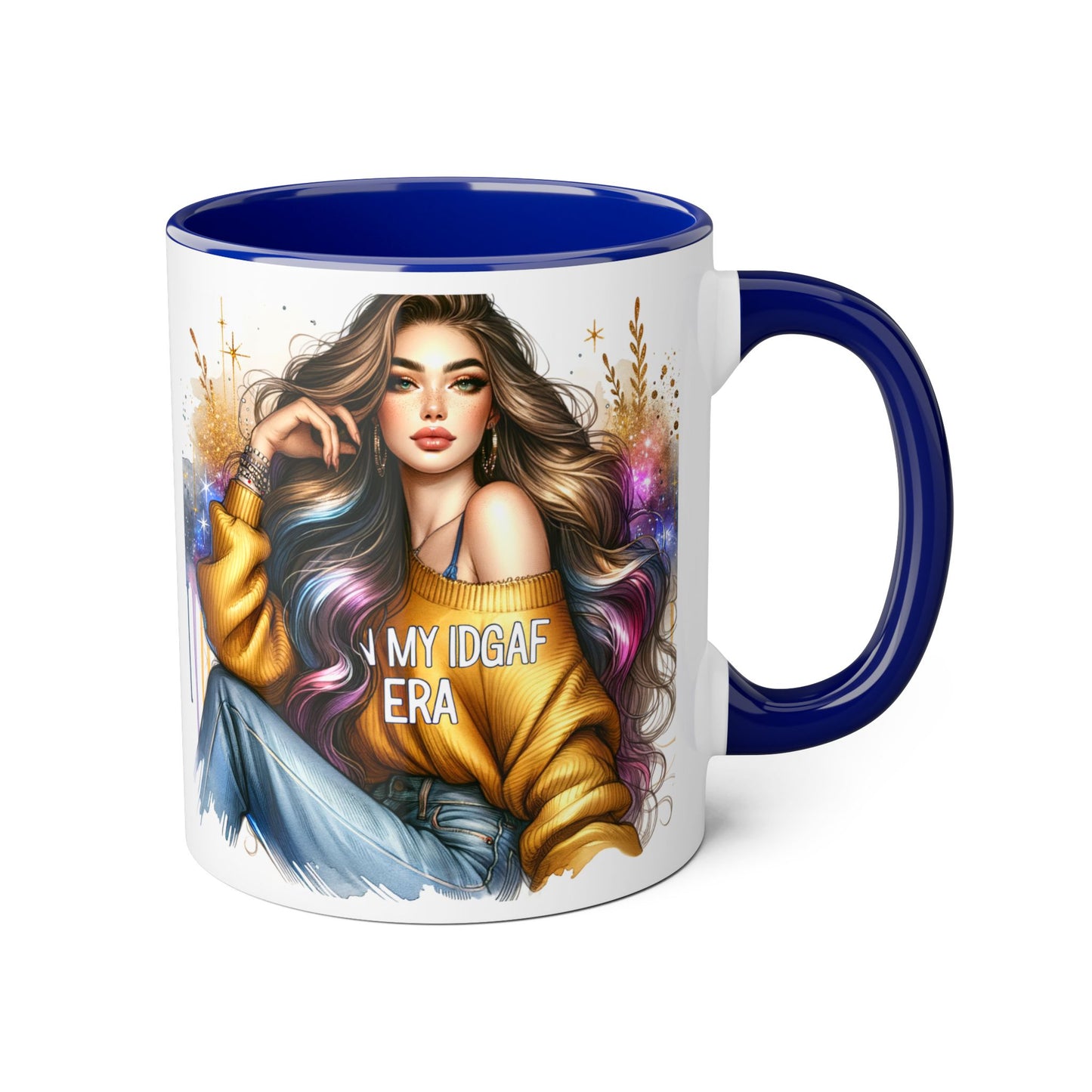 Chic IDGAF Accent Mug, Cool Coffee Cup, Trendy Drinkware, Stylish Gift, Artful Mug for Her