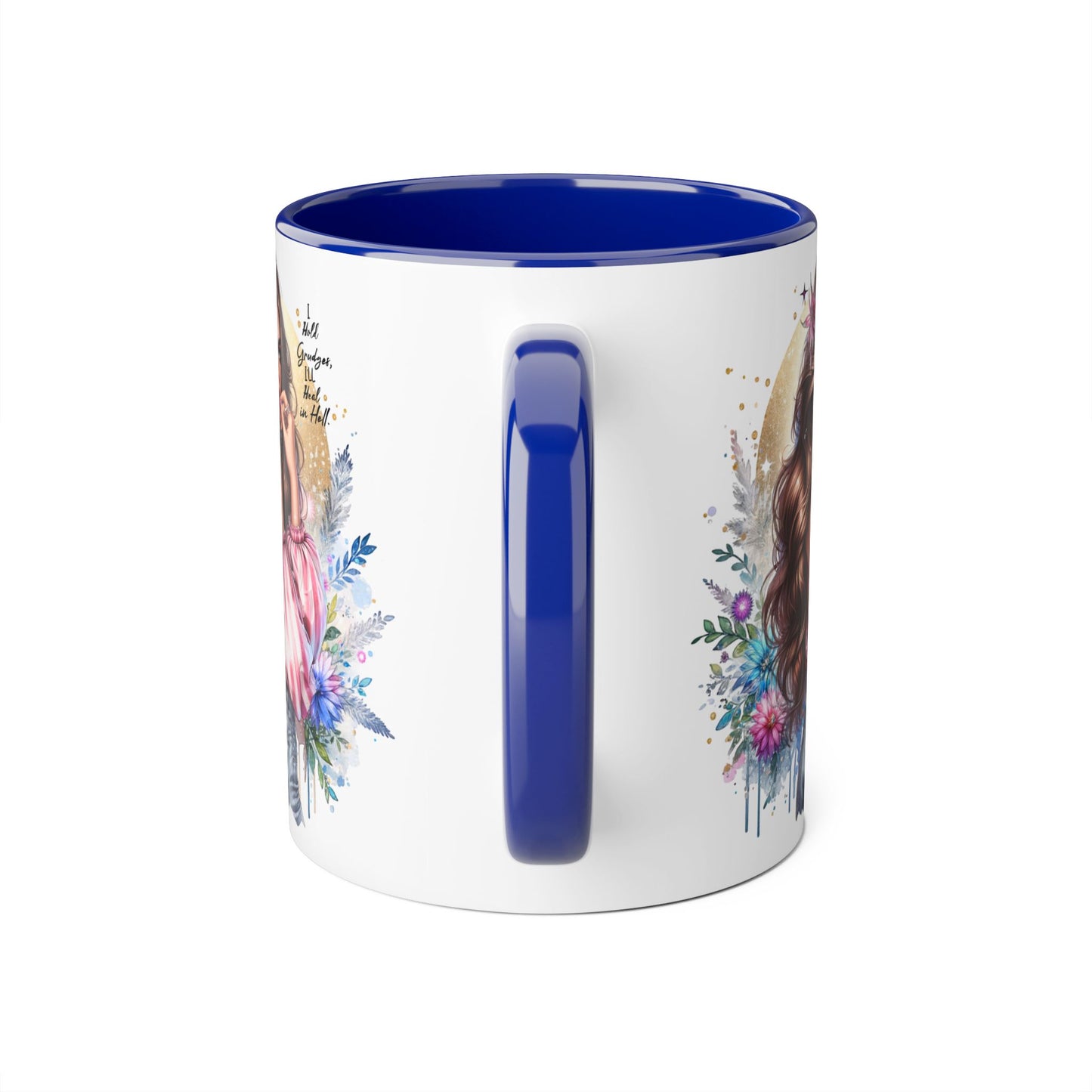I Hold Grudges, I'll Heal in Hell Stylish Accent Mug, Floral Coffee Cup, Gift for Her, Tea Time Essentials, Boho Chic Mug, Perfect for Birthdays, Casual Everyday Use