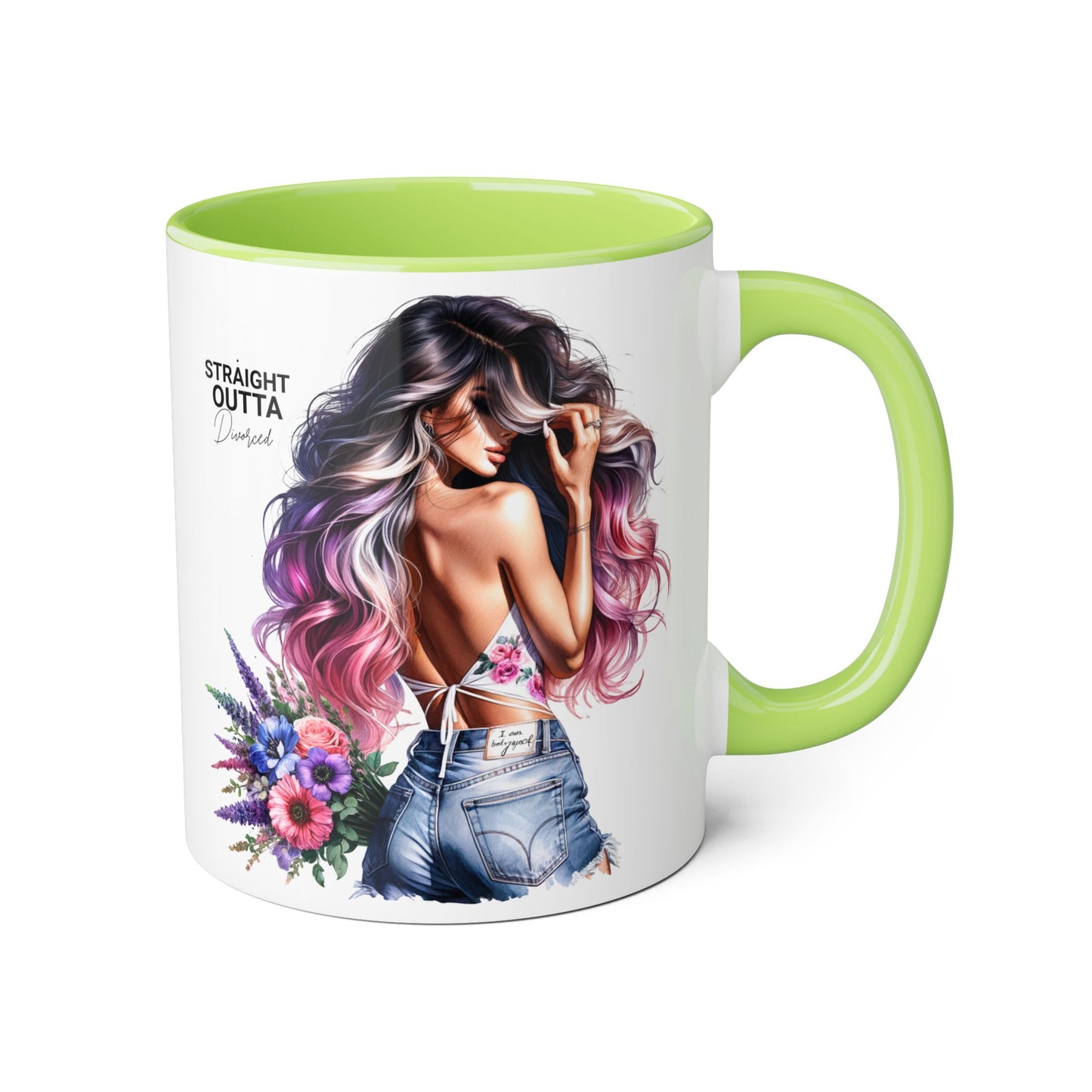 Straight Outta Divorced Humoristic Chic Accent Mugs for Trendy Coffee Lovers | Floral Design, Gifts for Her, Home Decor, Unique Kitchenware, Straight Outta Mug