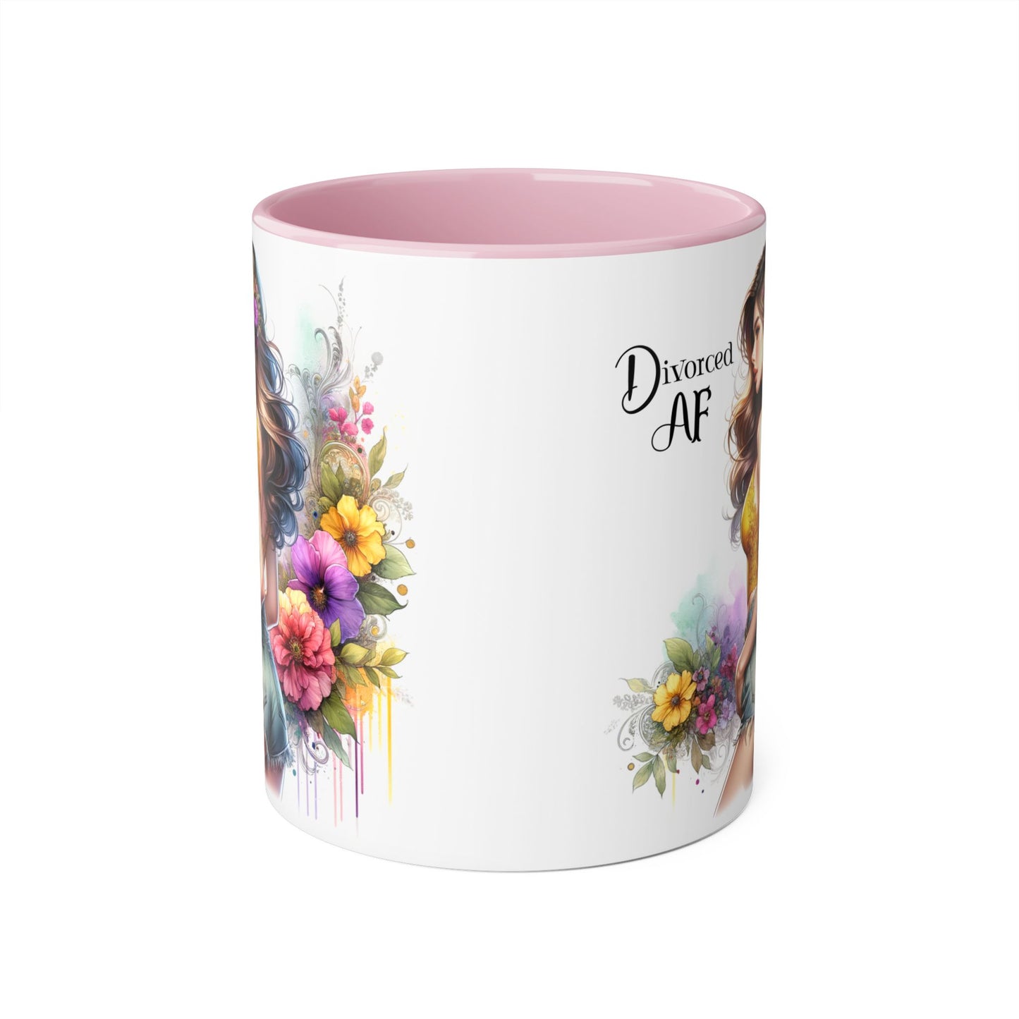 Divorced AF Floral Accent Mug, Humor Coffee Cup, Gift for Divorce Celebration, Self-Love Mug, Unique Present for Her