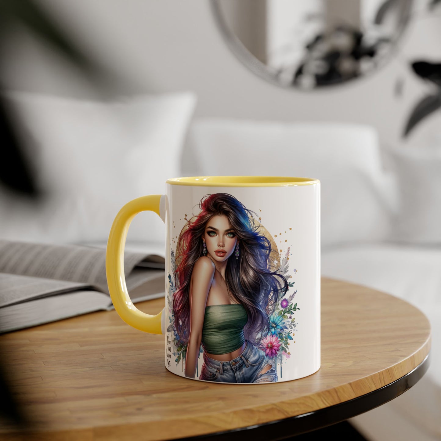 Bohemian Accent Mugs, Artistic Coffee Cup, Colorful Floral Mug, Gift for Her, Unique Art Collection, Cozy Vibe