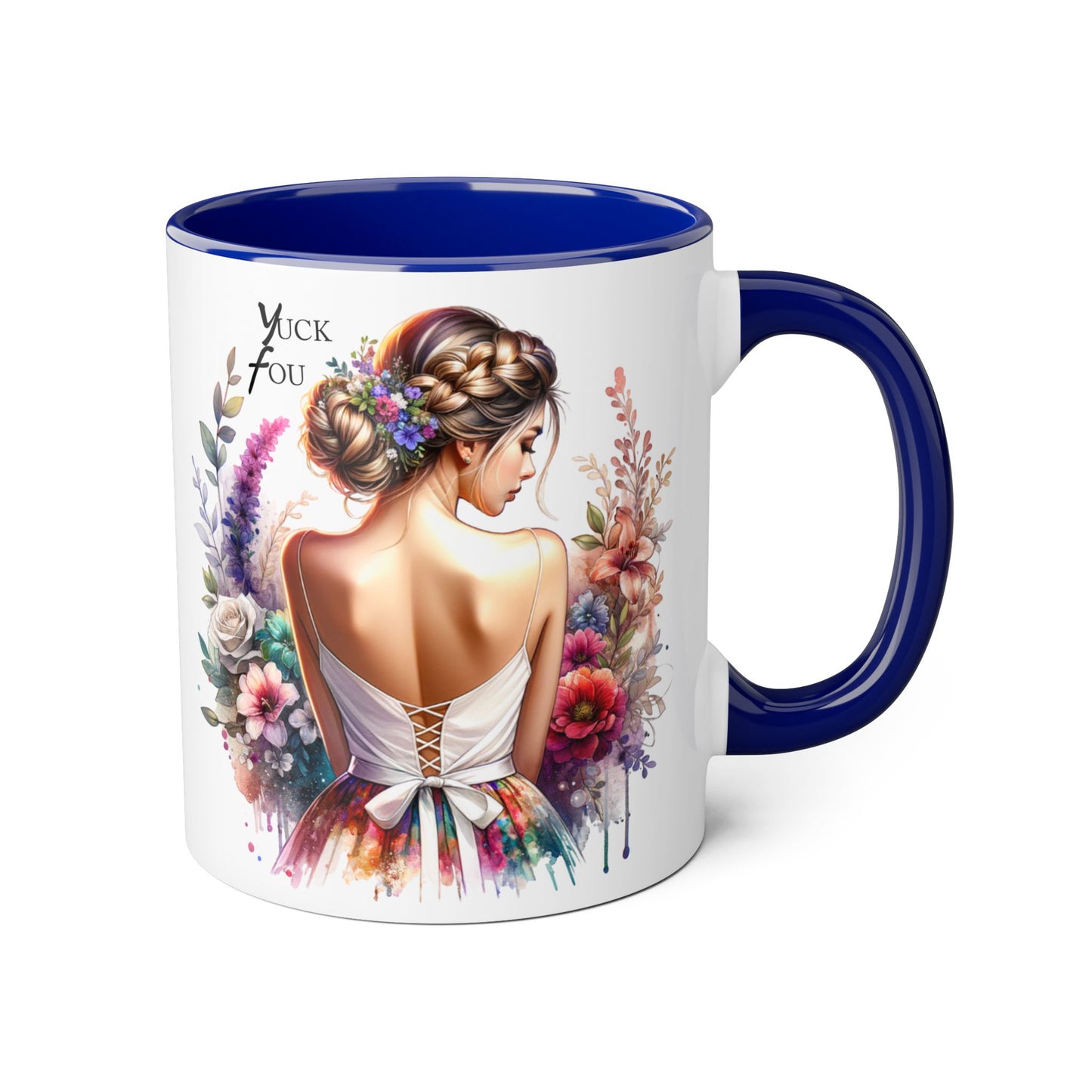 Yuck Fou Floral Artwork Accent Mug, 11oz Coffee Mug, Unique Gift for Her, Bohemian Style Mug, Personalized Coffee Cup