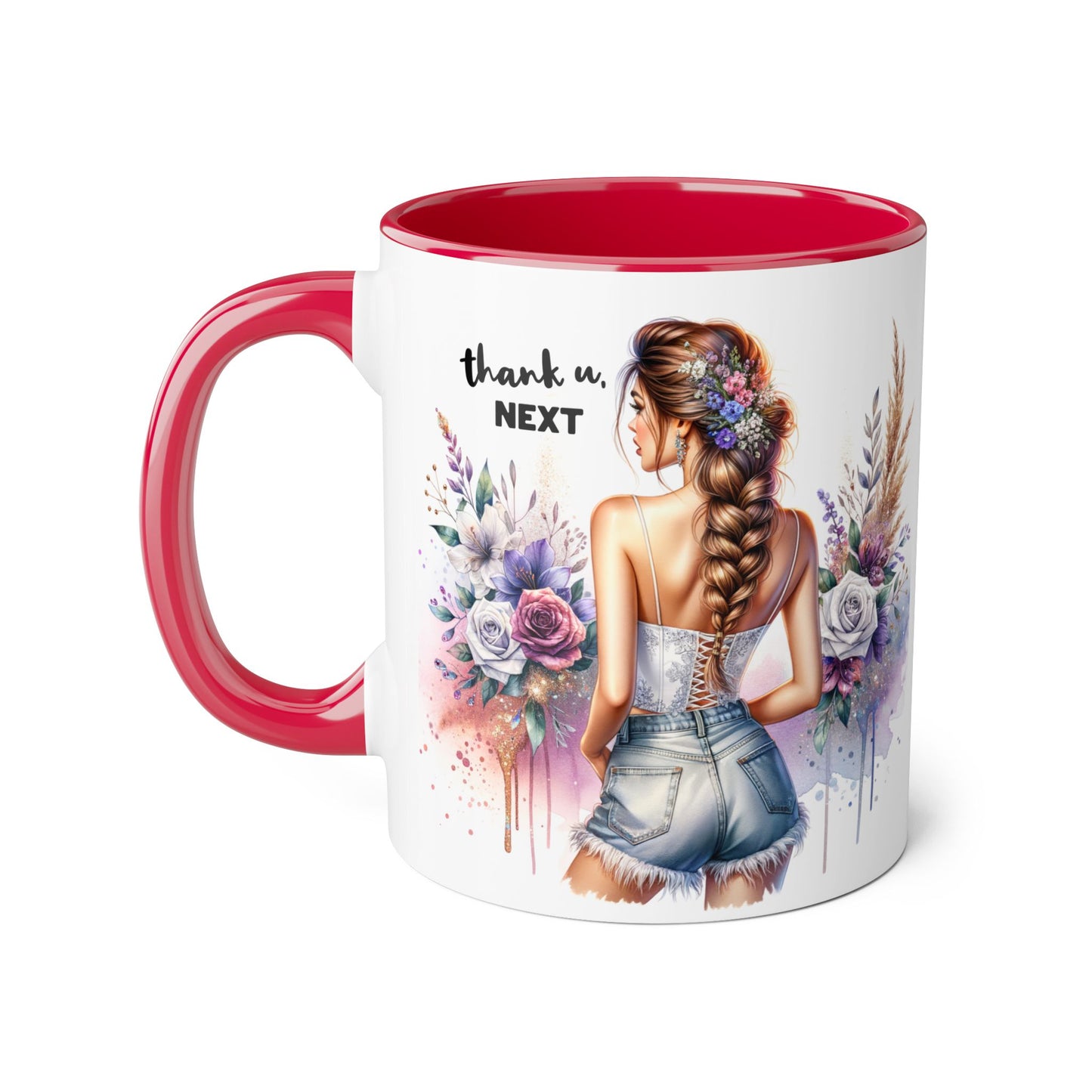 Thank U, Next Boho Inspirational Mug, Coffee Cup, Gift for Friends, Motivational Beverage Holder, Floral Design, Thank U Next