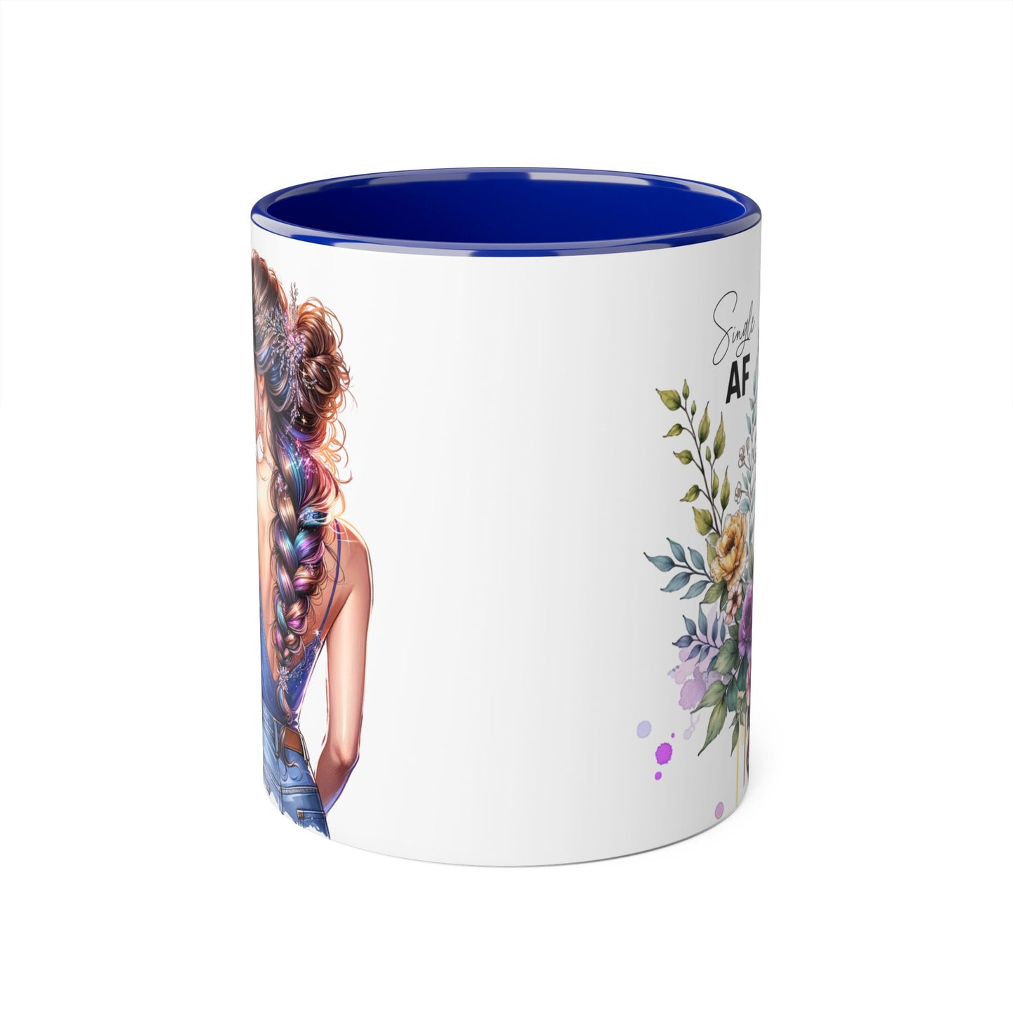 Single AF Stylish Accent Mugs for Coffee Lovers, Floral Design Mug, Gift for Her, Unique Tea Mug, Simple AF Mugs for Home Decor