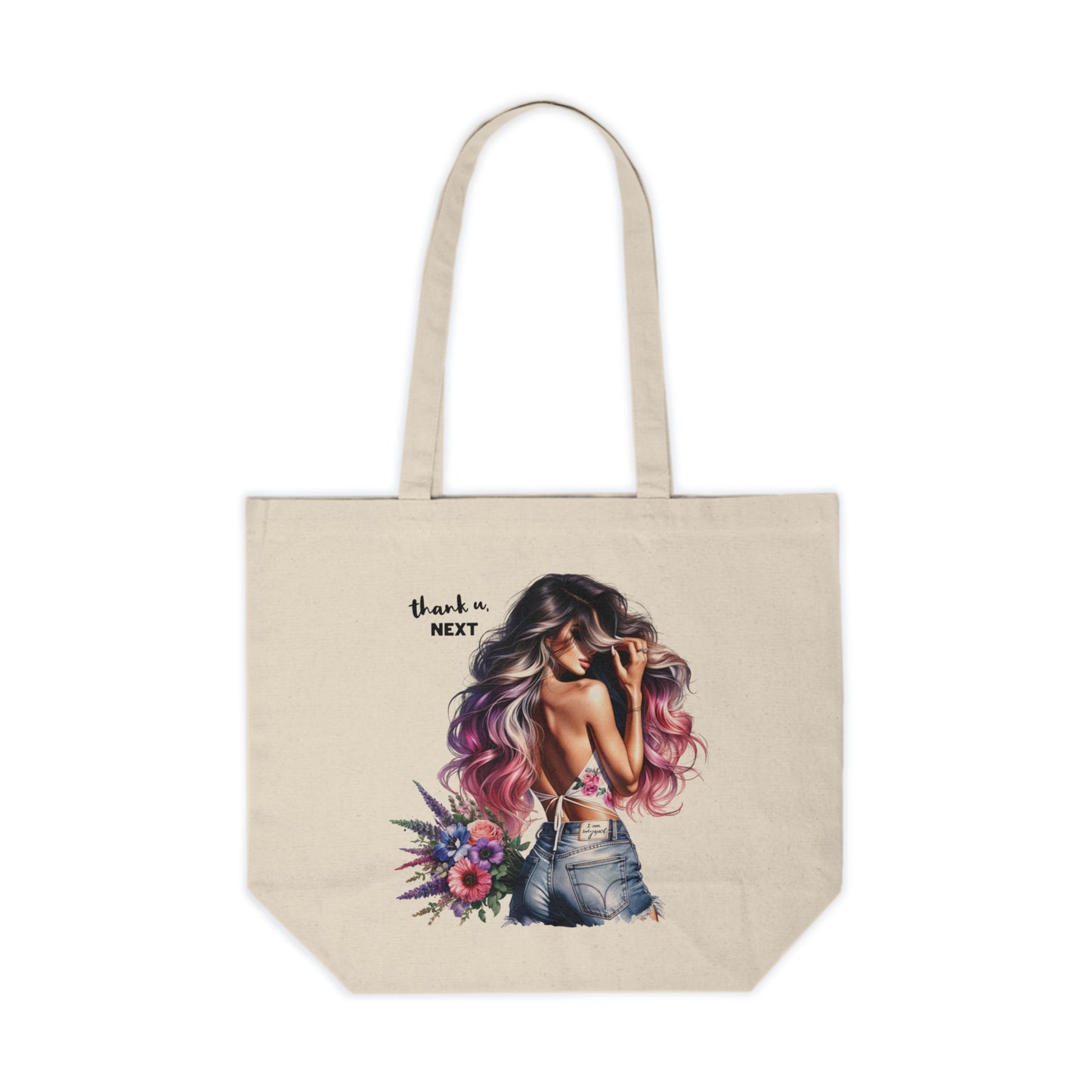 Thank U, Next Floral Art Tote Bag | Thank U Next Shopping Bag, Eco-Friendly Grocery Tote, Gift for Her, Everyday Carryall, Trendy Reusable Shopper