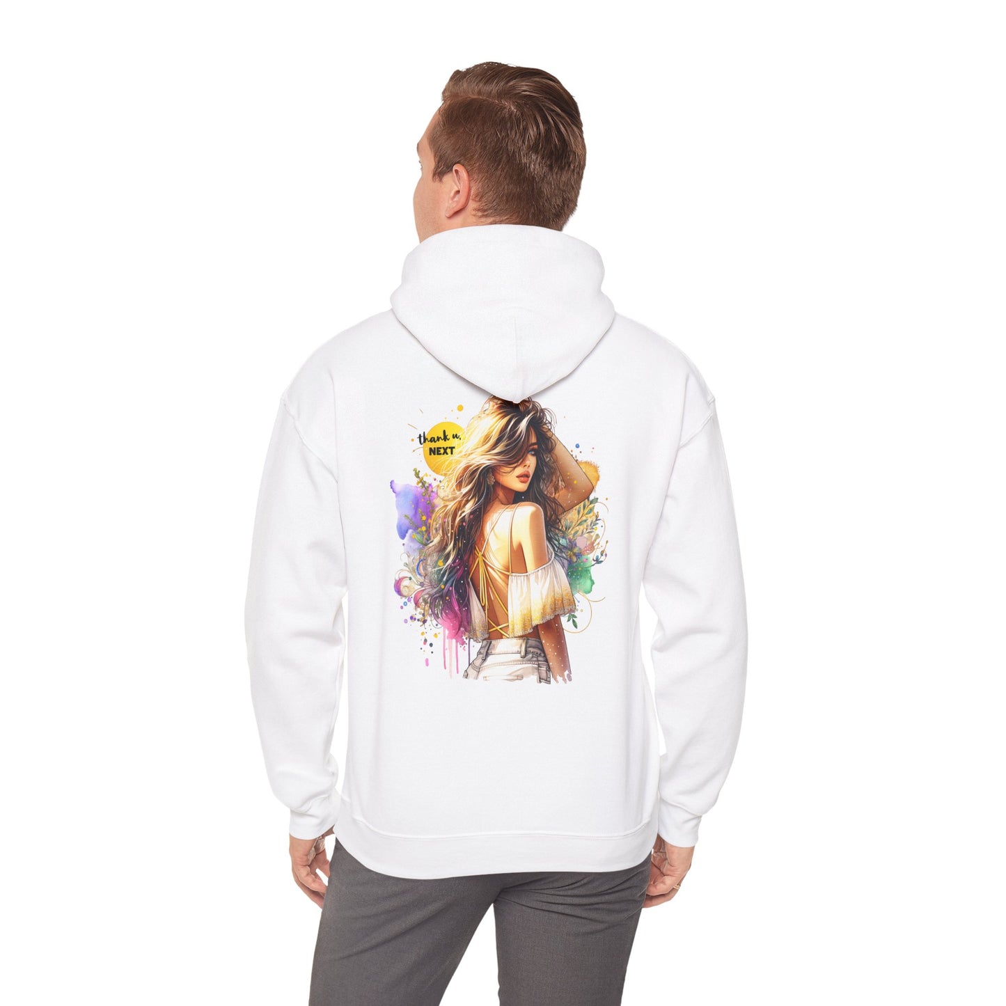 Thank U, Next Vibrant Art Hoodie - Stylish Unisex Sweatshirt with Colorful Design, Casual Wear, Gift Idea for Festivals, Cozy Layering