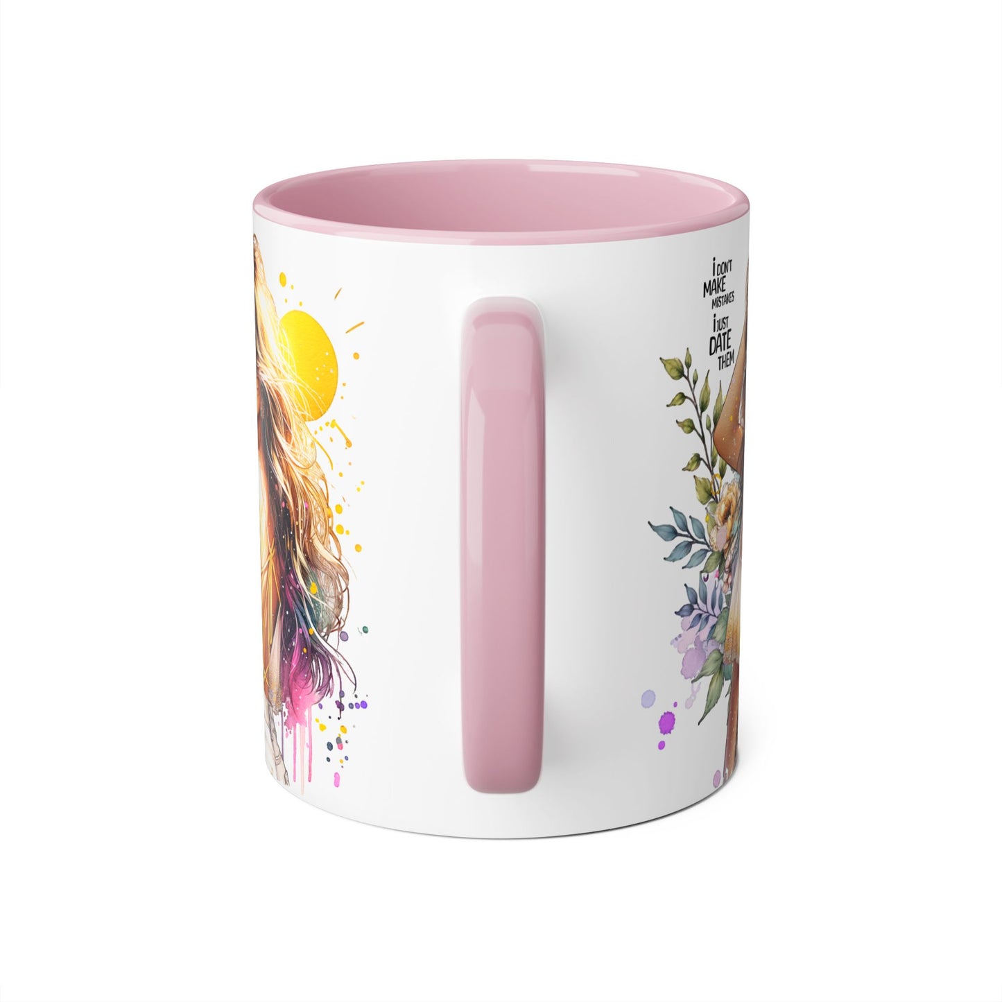 I Don't Make Mistakes, I Date Them Bohemian Floral Accent Mug, Inspirational Coffee Cup, Gift for Her, Art Coffee Mug, Unique Tea Mug, Home Decor