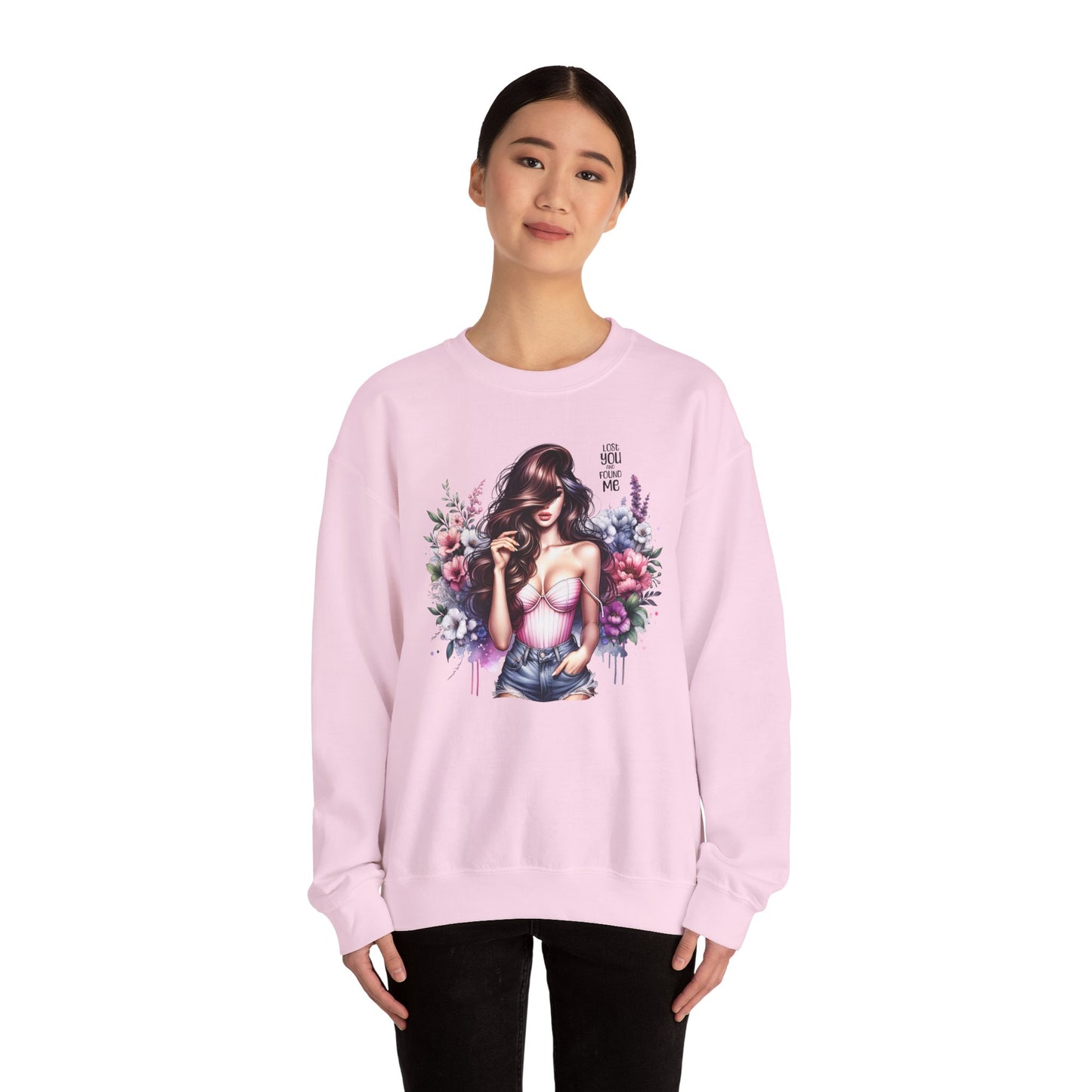 Lost You And Found Me Floral Graphic Crewneck Sweatshirt, Vibrant Sweatshirt, Cozy Casual Wear, Gift for Her, Floral Apparel, Spring Fashion