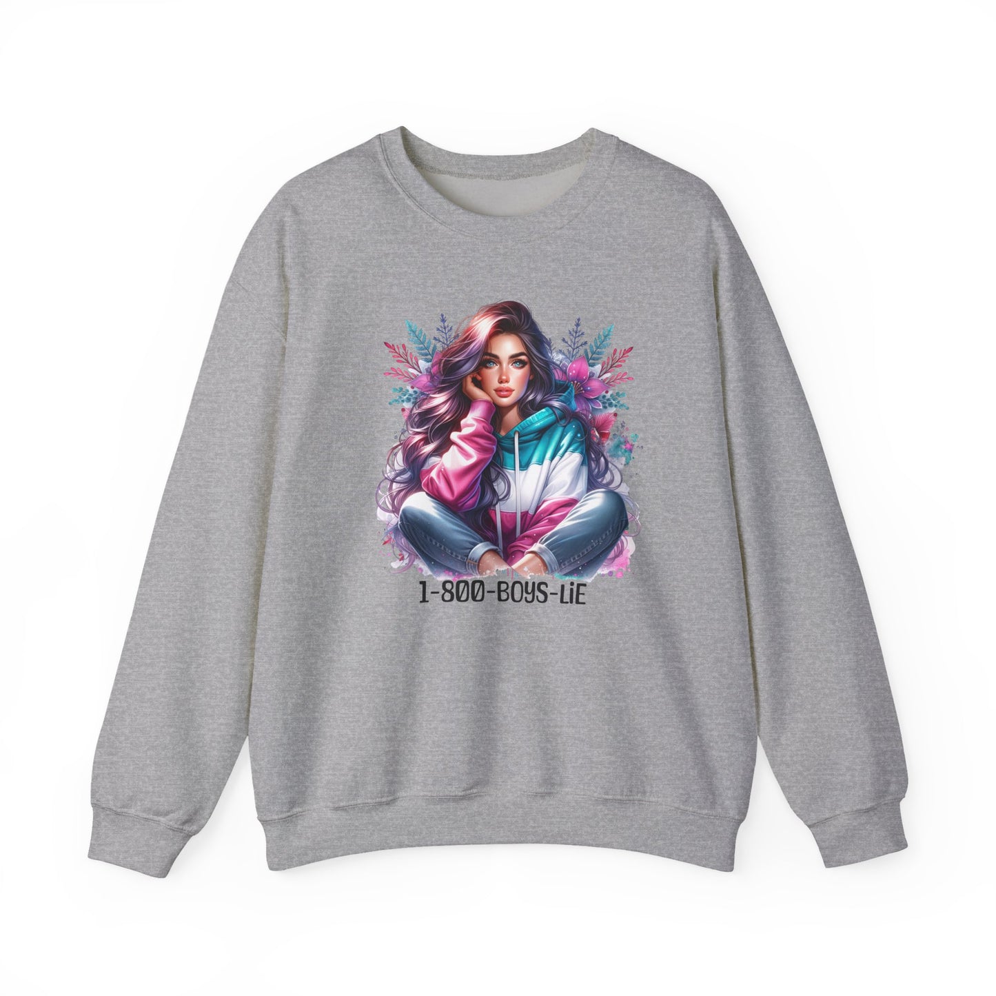 Chic Graphic Crewneck Sweatshirt - 1-800-BOYS-LIE, Cozy Sweatshirt, Fashion Sweatshirt, Casual Wear, Unique Gift, Trendy Outfit
