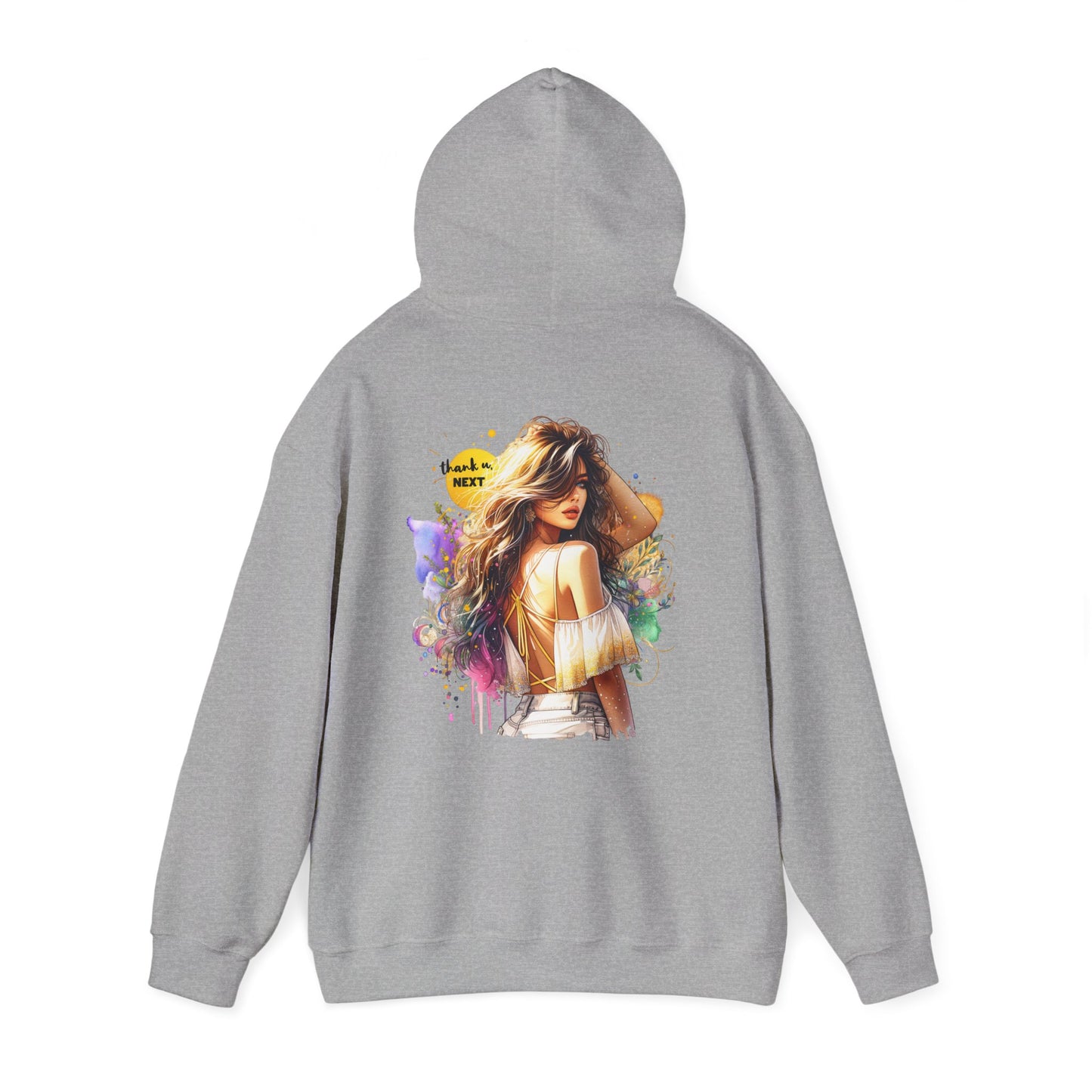 Thank U, Next Vibrant Art Hoodie - Stylish Unisex Sweatshirt with Colorful Design, Casual Wear, Gift Idea for Festivals, Cozy Layering