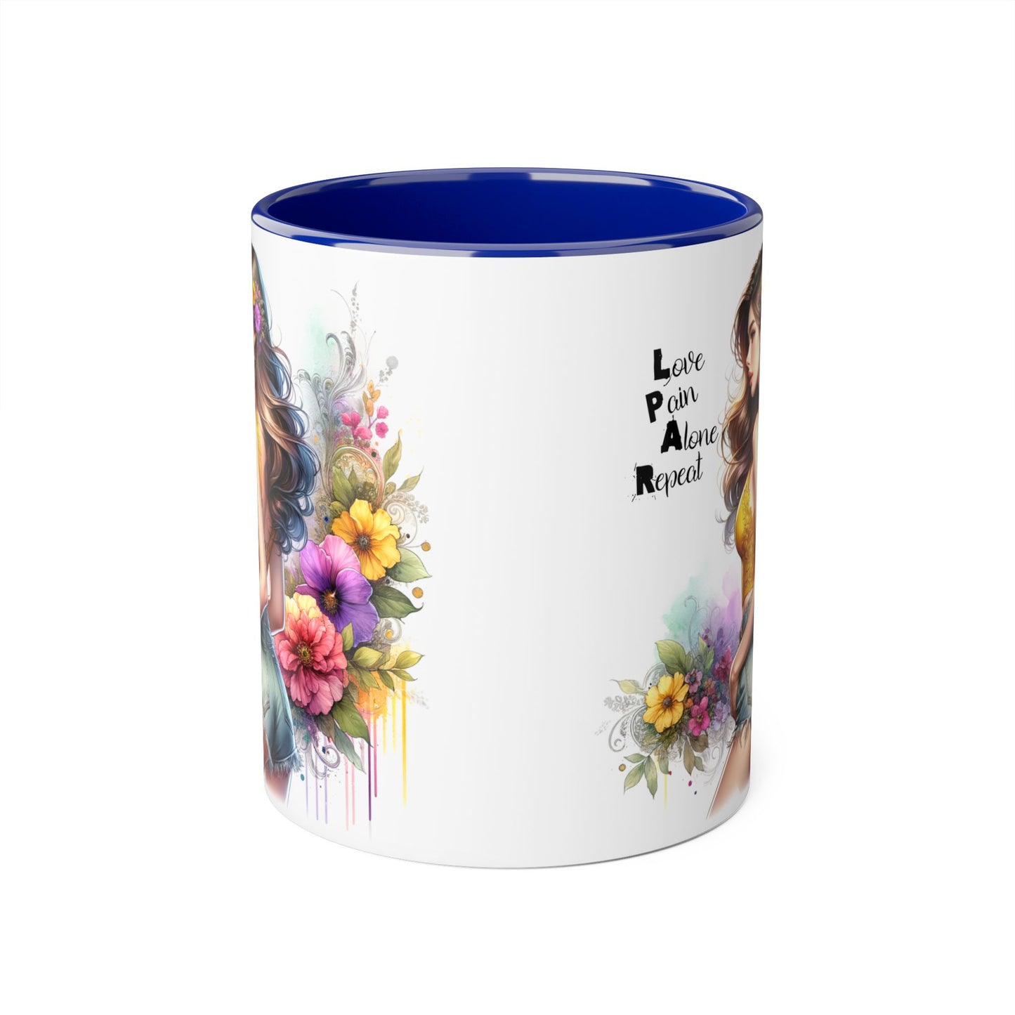 Colorful Floral Accent Mug with Inspirational Quote