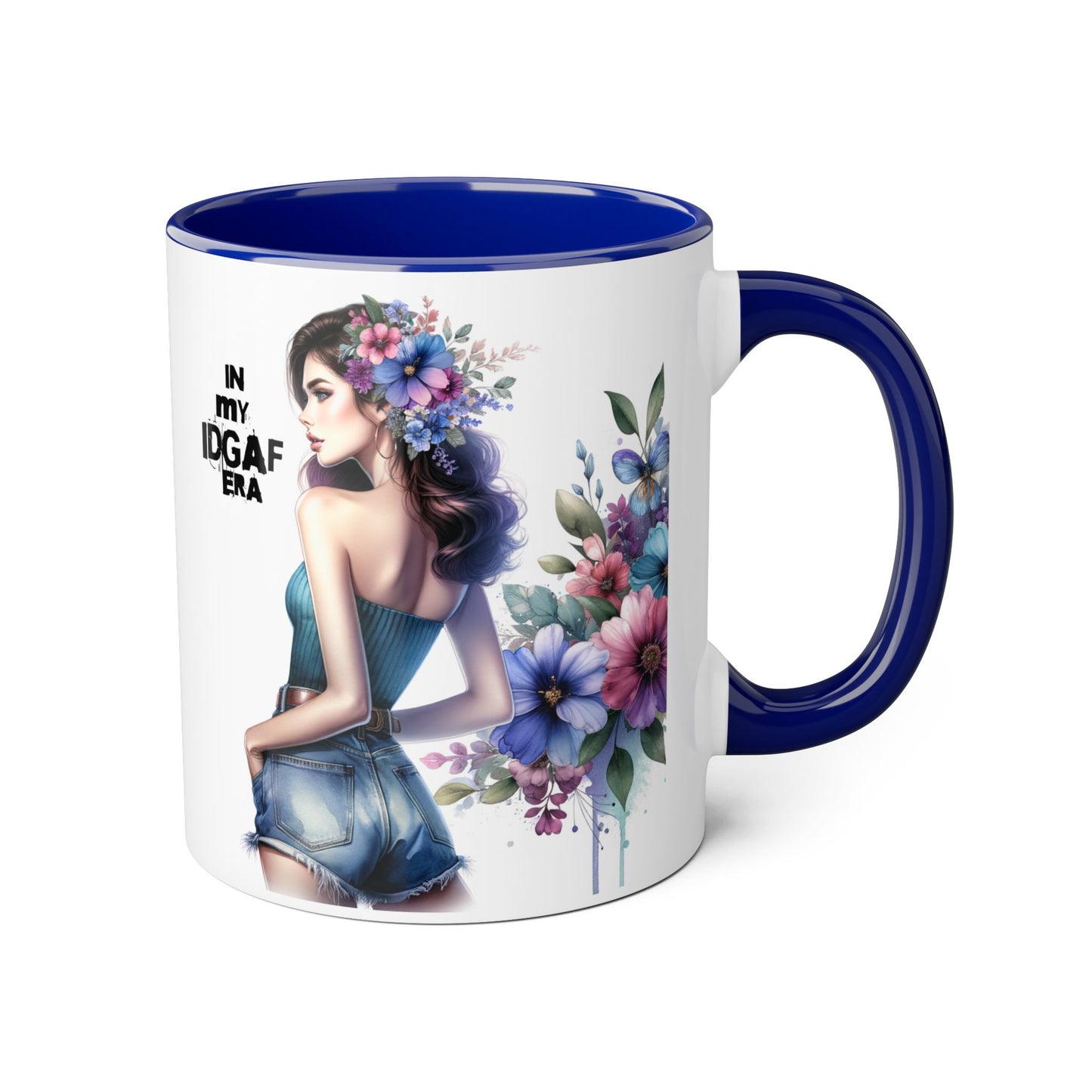 Bold Floral IDGAF Era Mug | Unique Coffee Gift | Retro Vibes | Sassy Tea Cup | Fun Home Decor | Statement Drinkware | 11oz Accent Mug