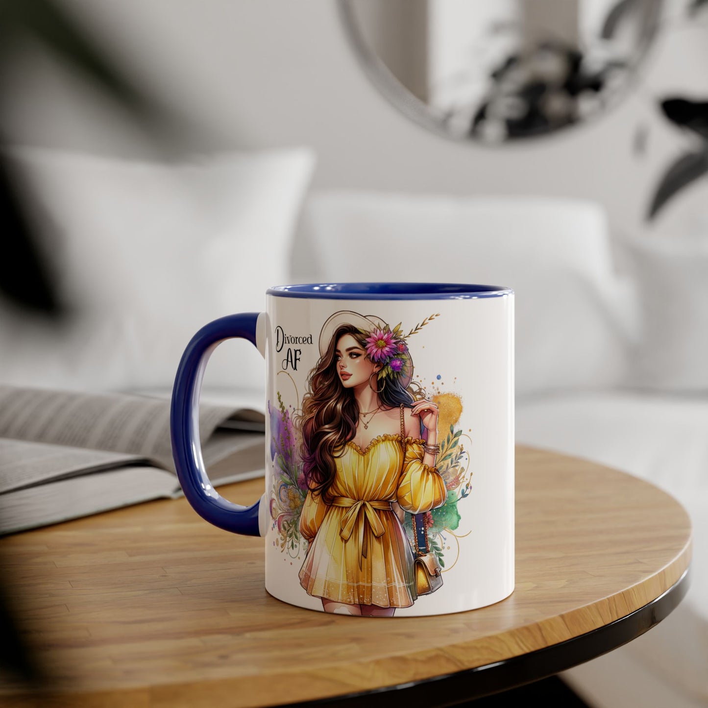 Divorced AF Accent Mug - Motivational Coffee Cup for Her, Gift for Newly Divorced Friends, Therapist Gift, Inspirational Drinkware