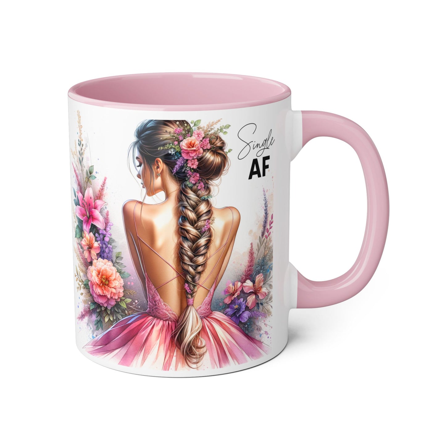 Single AF Floral Accent Mug - Perfect Gift for Single Friends, Celebration, Coffee Lovers, Birthday, Chic Decor
