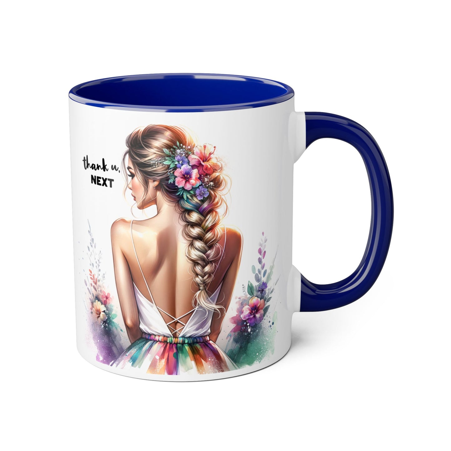 Thank U, Next Colorful Floral Accent Mug, Inspirational Coffee Cup, Gift for Her, Thank You Next Mug, Art Mug, Perfect for Birthdays, Anniversaries