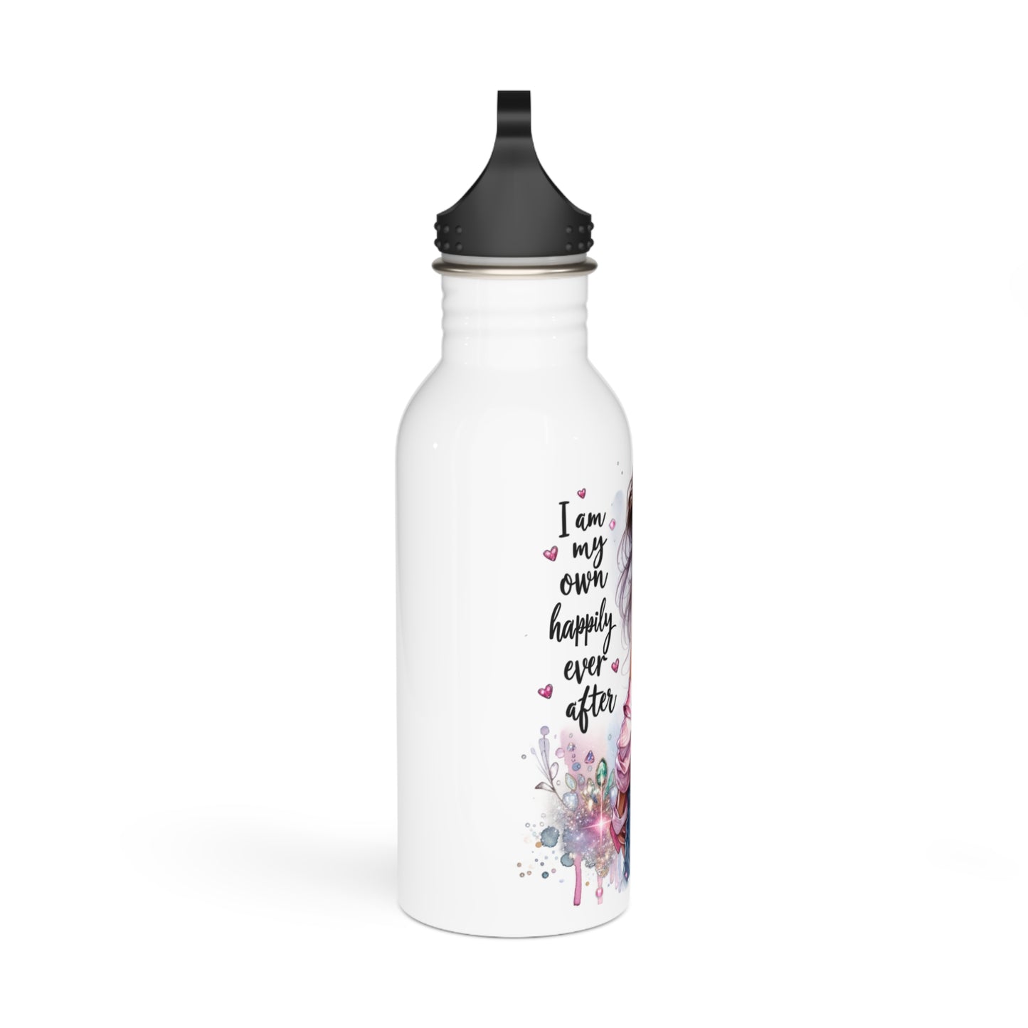 Stainless Steel Water Bottle - 'I Am My Own Happily Ever After' Inspirational Design for Fashion Lovers