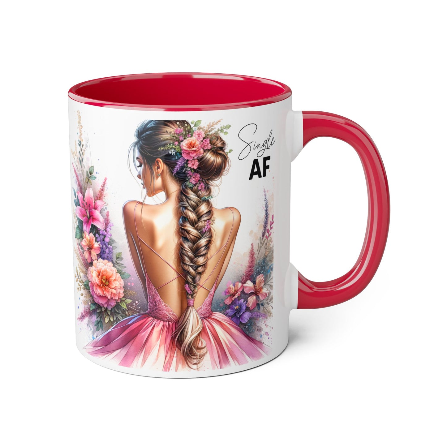 Single AF Floral Accent Mug - Perfect Gift for Single Friends, Celebration, Coffee Lovers, Birthday, Chic Decor