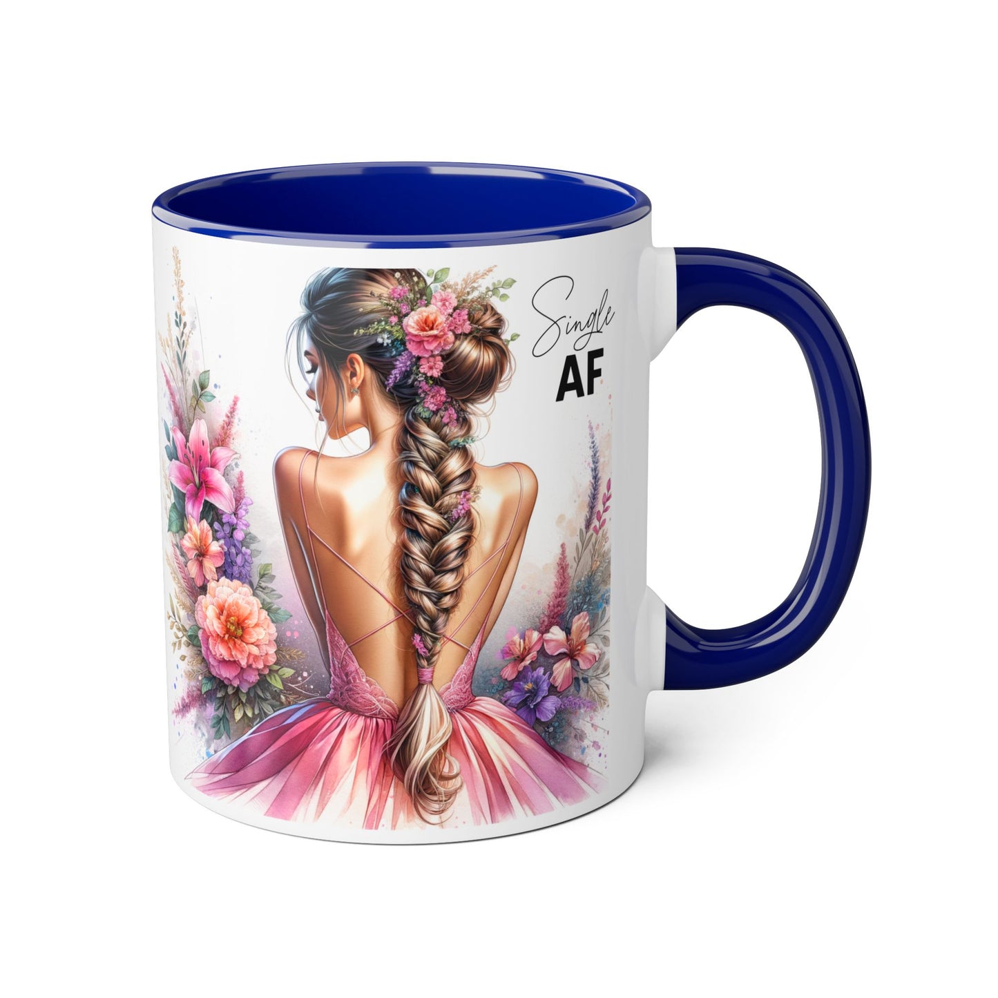 Single AF Floral Accent Mug - Perfect Gift for Single Friends, Celebration, Coffee Lovers, Birthday, Chic Decor