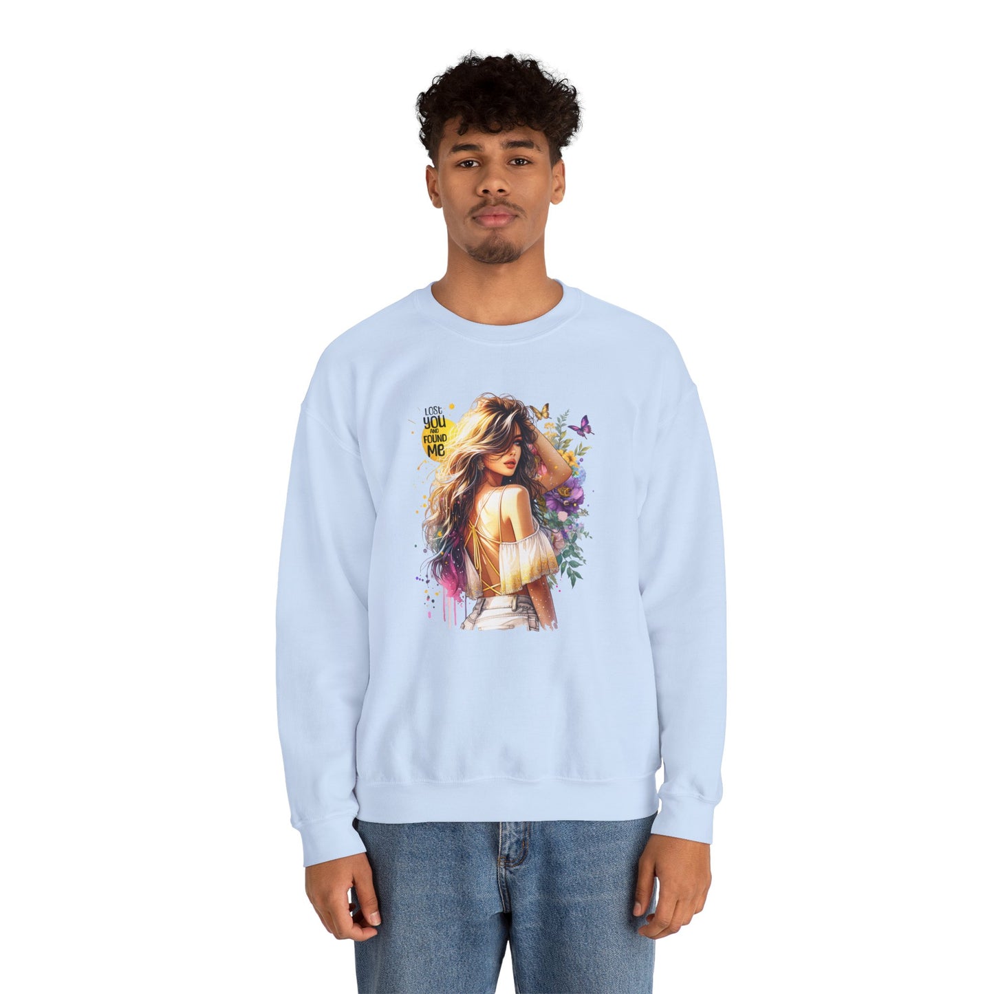 Lost You And Found Me Bohemian-Themed Crewneck Sweatshirt with Floral Design, Cozy Casual Wear, Gift for Her, Everyday Comfort, Family Gatherings, Spring Fashion