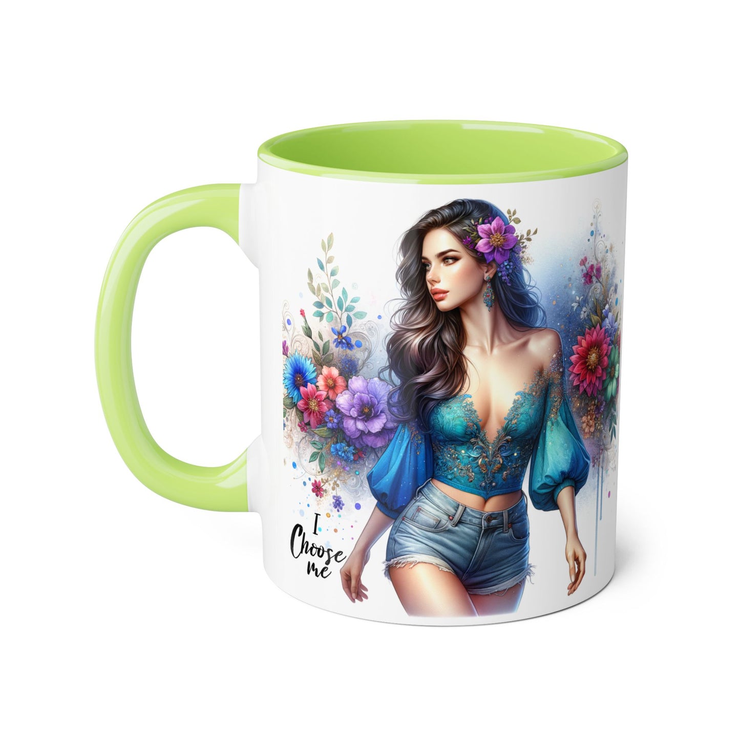 I Choose Me Boho Floral Accent Mug, Choose Me Coffee Cup, Unique Gift for Her, Art Mug, Colorful Drinkware