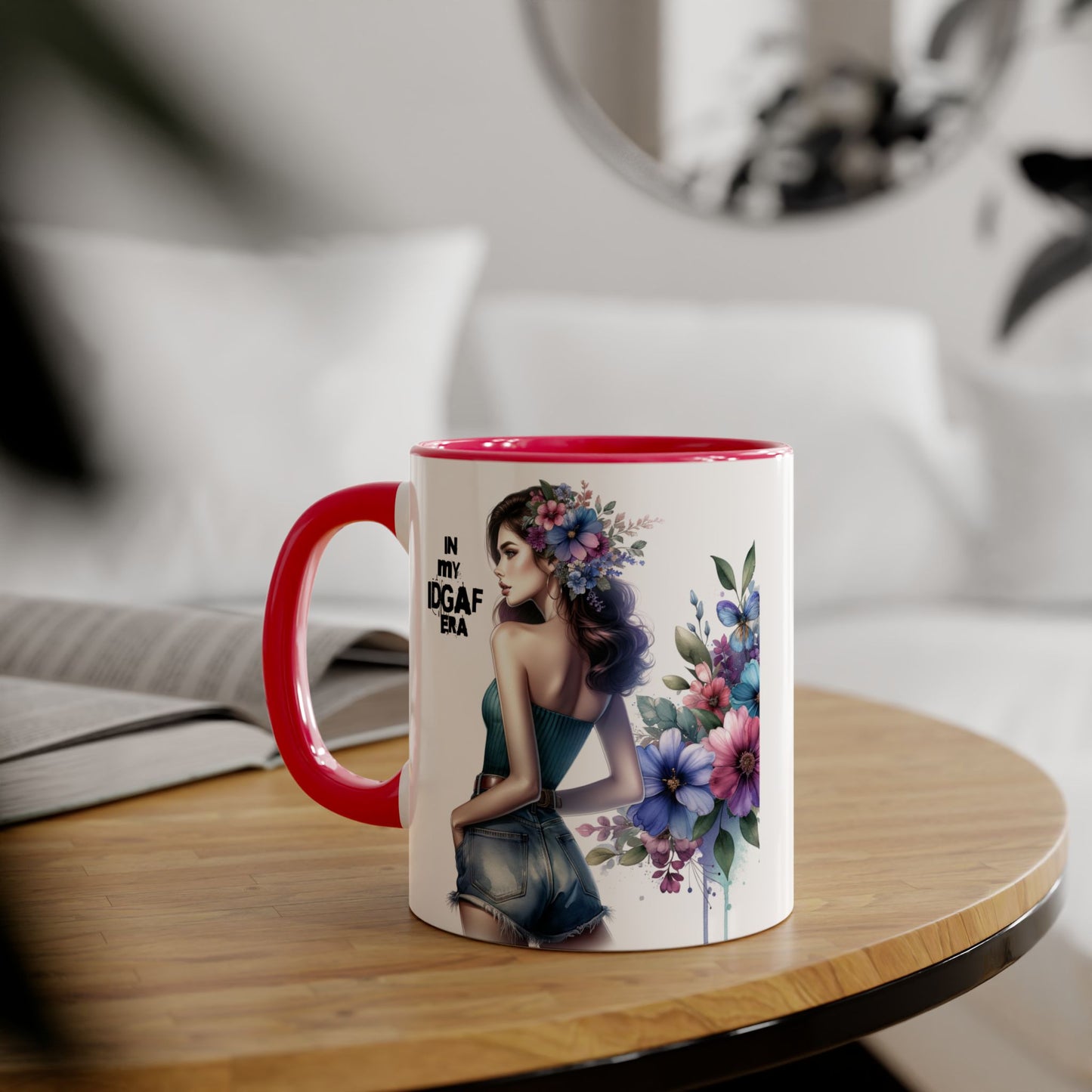 Bold Floral IDGAF Era Mug | Unique Coffee Gift | Retro Vibes | Sassy Tea Cup | Fun Home Decor | Statement Drinkware | 11oz Accent Mug