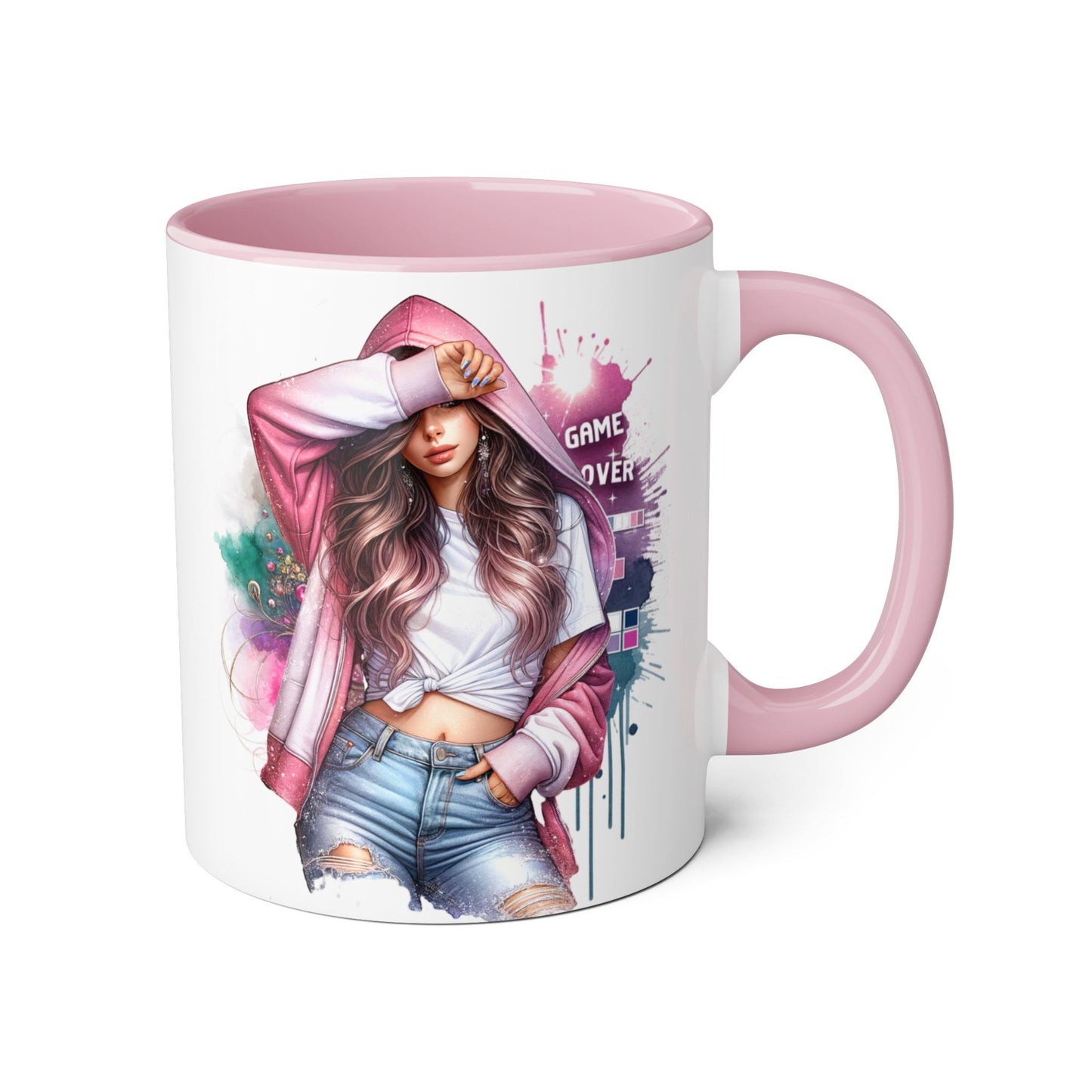Chic Game Over Accent Mug - Stylish Coffee Cup for Gamers, Perfect Gift for Birthdays, Holidays, and Everyday Use