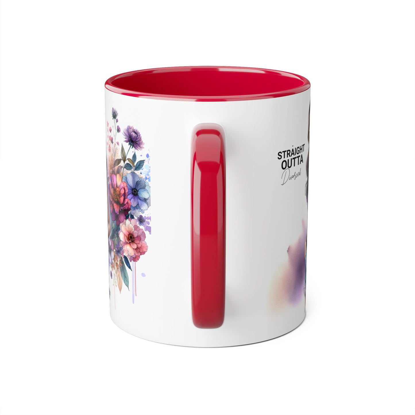 Straight Outta Divorced Humoristic Artistic Accent Mug, Unique Floral Coffee Cup, Gift for Her, Home Decor, Straight Outta Design, Inspirational Tea Mug