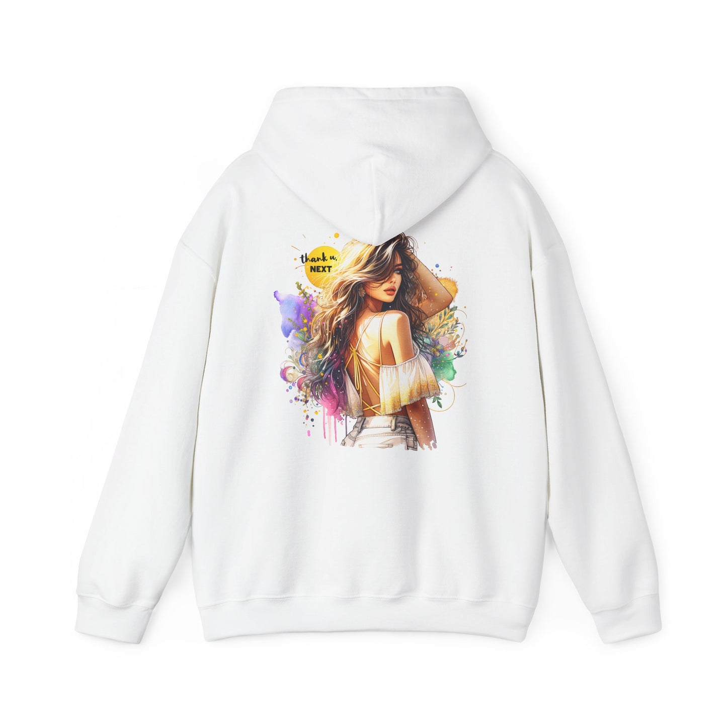 Thank U, Next Vibrant Art Hoodie - Stylish Unisex Sweatshirt with Colorful Design, Casual Wear, Gift Idea for Festivals, Cozy Layering