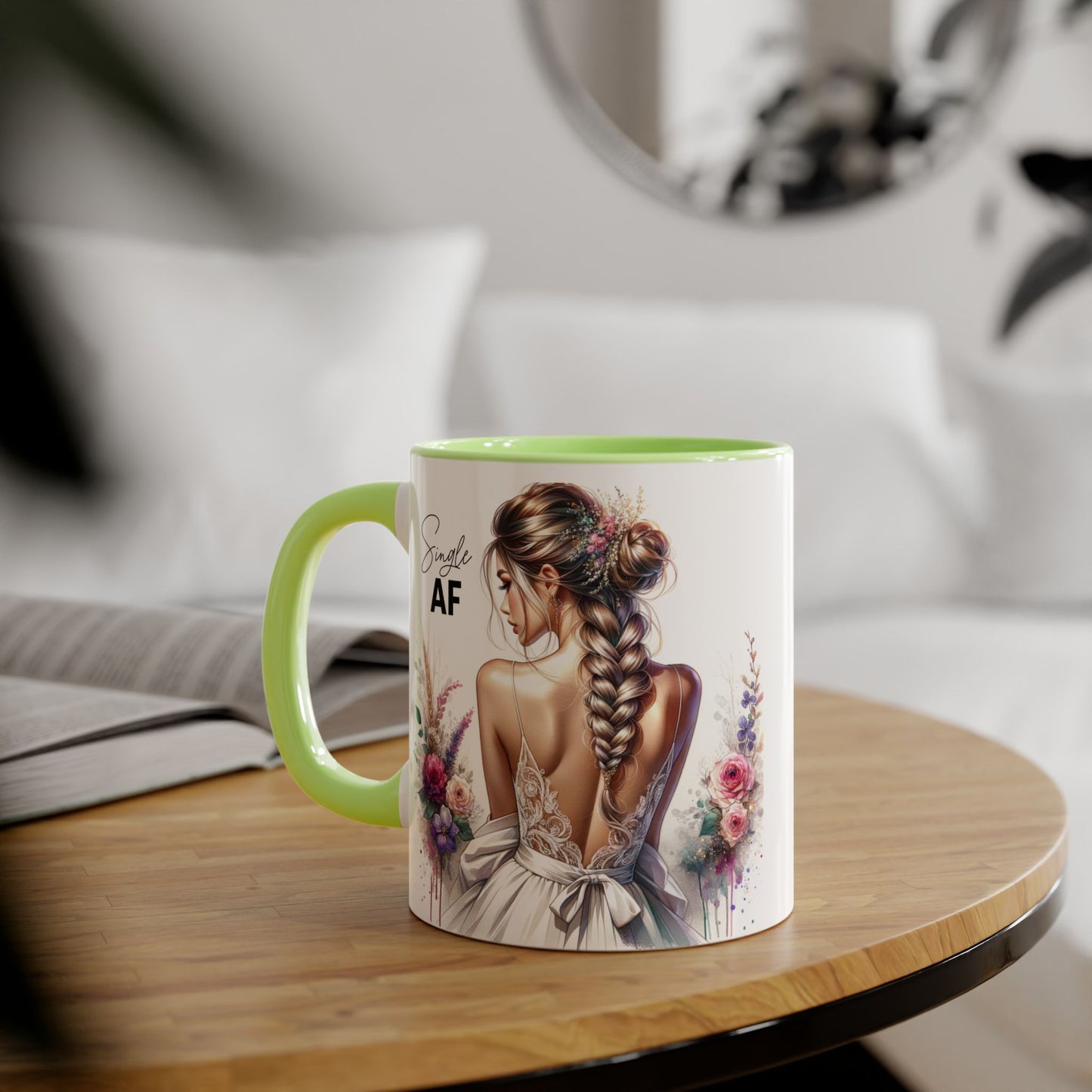 Floral Accent Mug - Simply AF | Perfect Gift for Friends, Coffee Lovers, Cozy Mornings, Home Decor, Wedding Celebrations