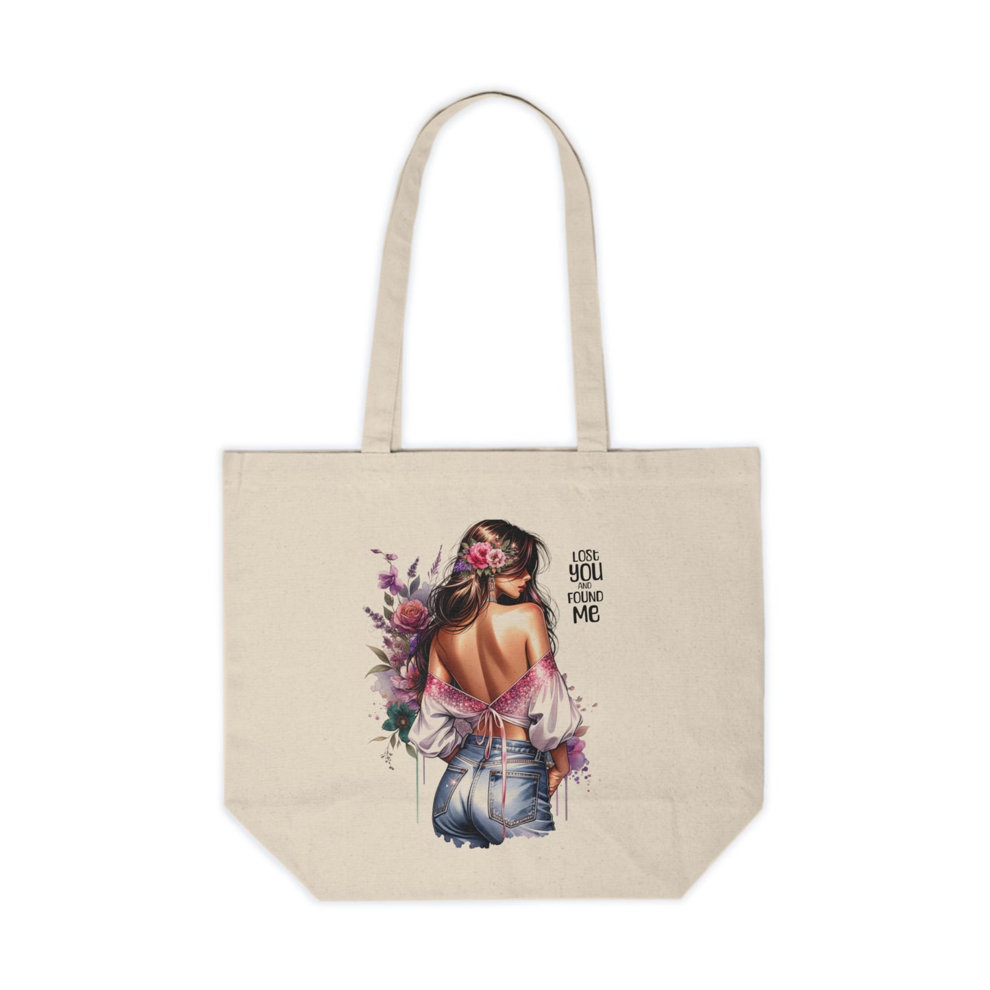 Lost You and Found Me Elegant Floral Canvas Shopping Tote - Eco-Friendly Tote Bag, Gift for Her, Everyday Shopping, Boho Chic, Stylish Beach Bag