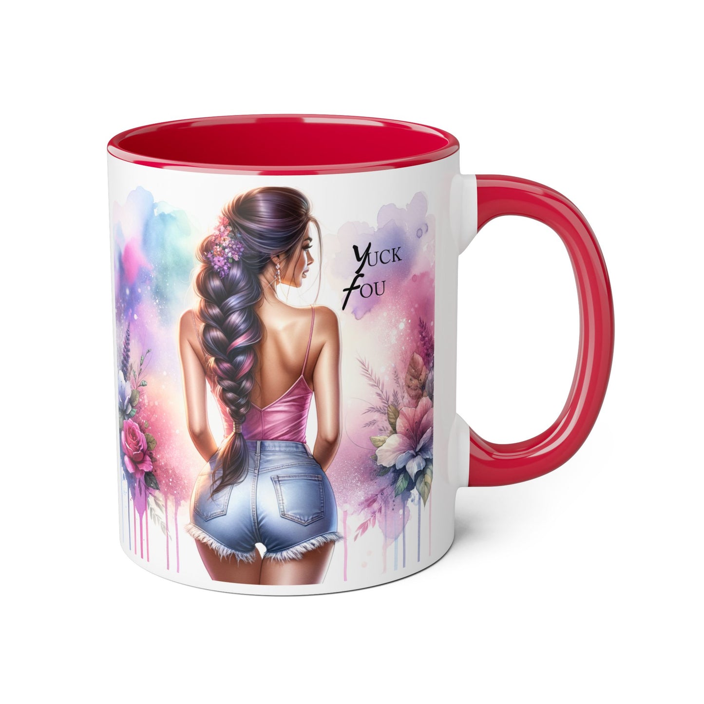 Colorful Floral Accent Mug | Yuck Fou Coffee Cup | Unique Gift for Her, Inspirational Drinkware, Fun Tea Mug, Motivational Gift