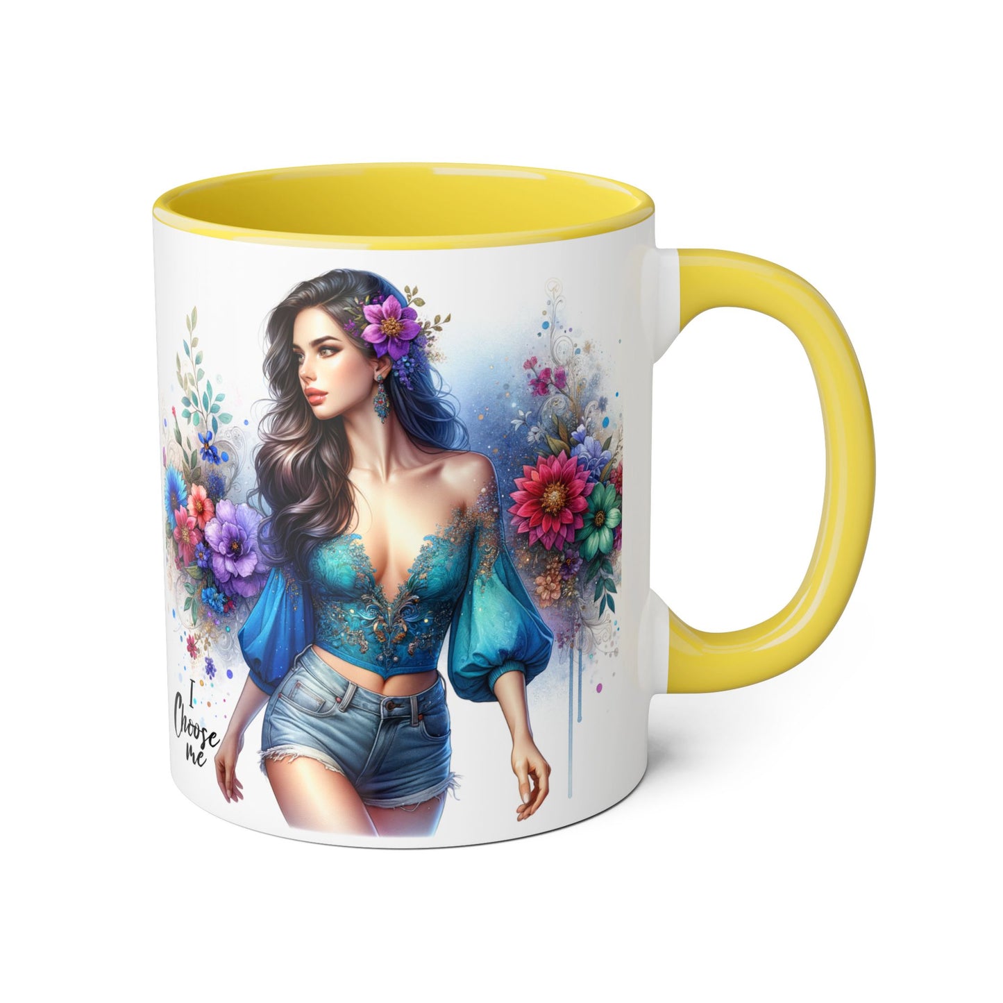I Choose Me Boho Floral Accent Mug, Choose Me Coffee Cup, Unique Gift for Her, Art Mug, Colorful Drinkware
