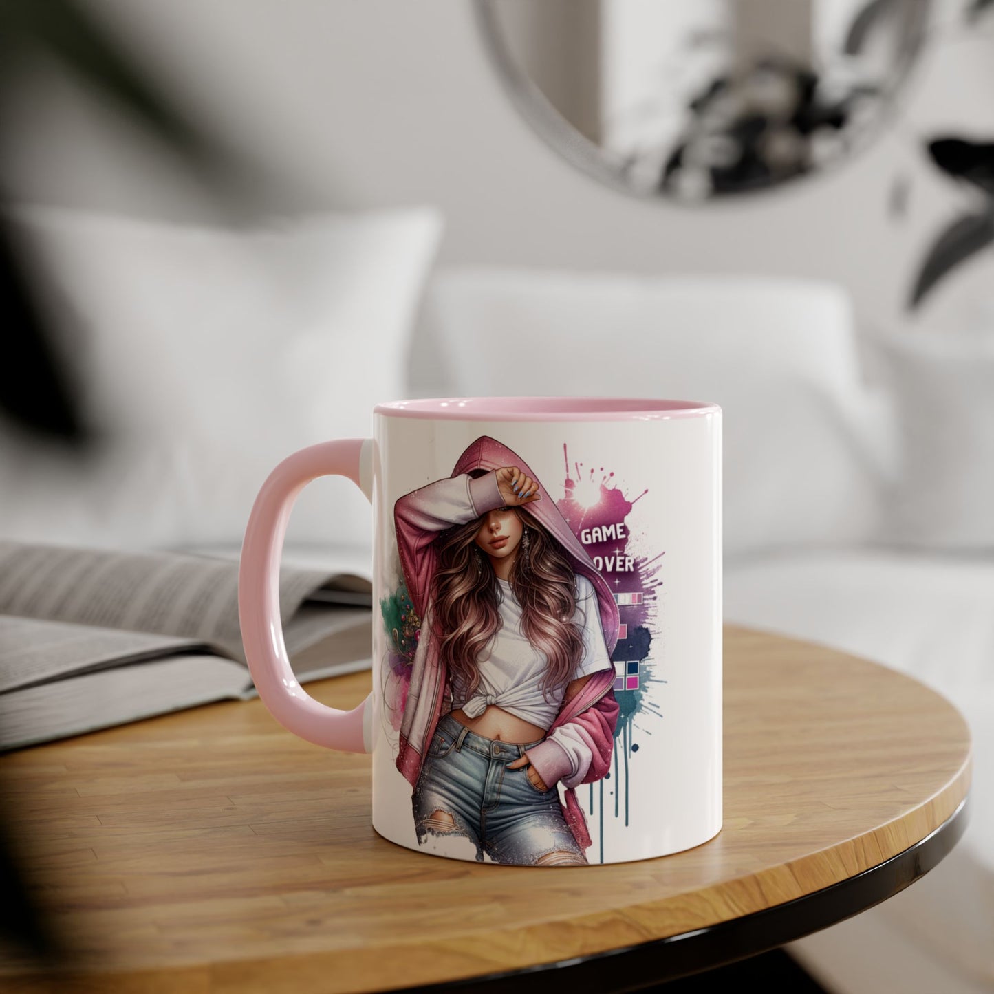 Chic Game Over Accent Mug - Stylish Coffee Cup for Gamers, Perfect Gift for Birthdays, Holidays, and Everyday Use
