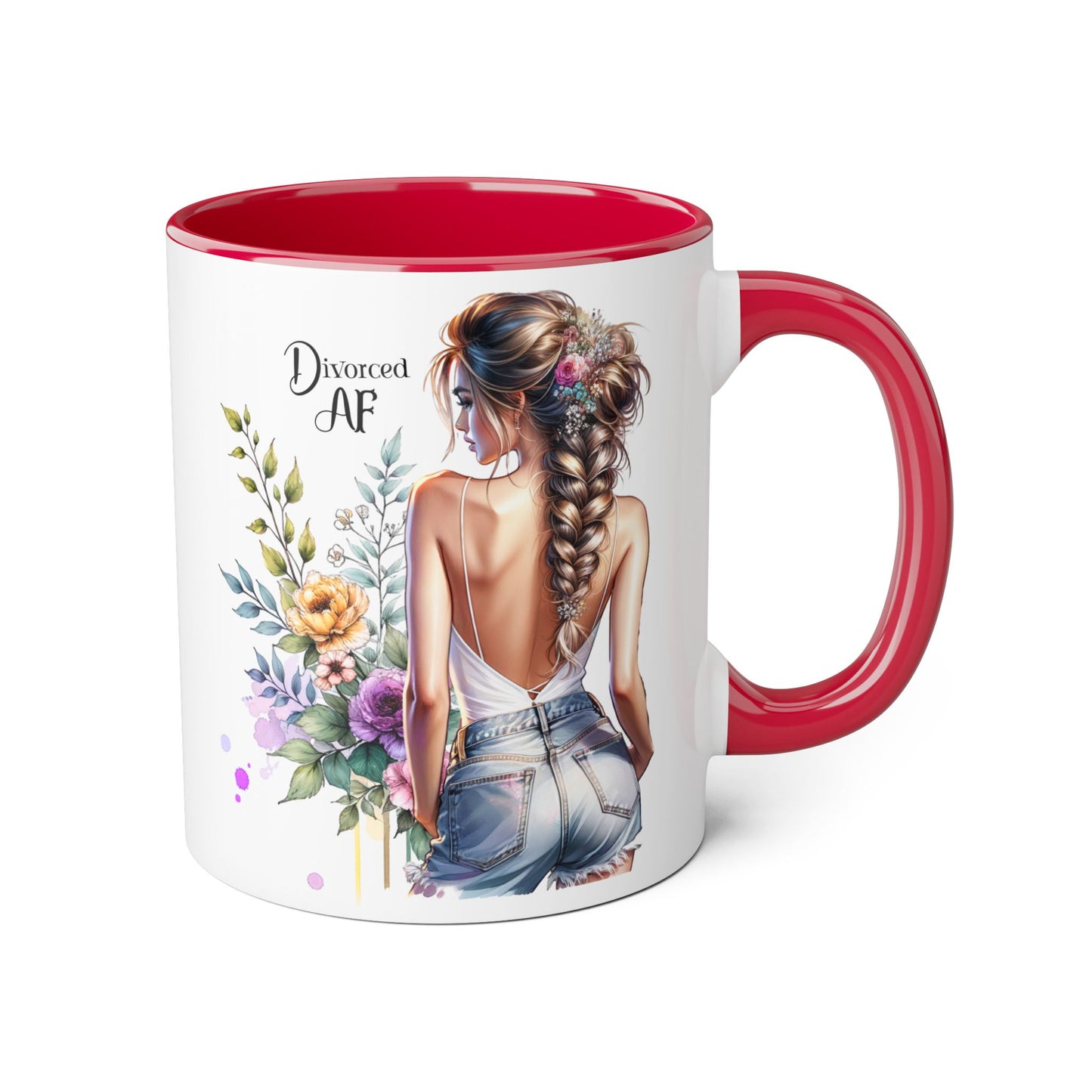 Divorced AF Floral Accent Mug - Perfect Gift for Friends, Coffee Lovers, Humor, Self-Care, Divorce Parties