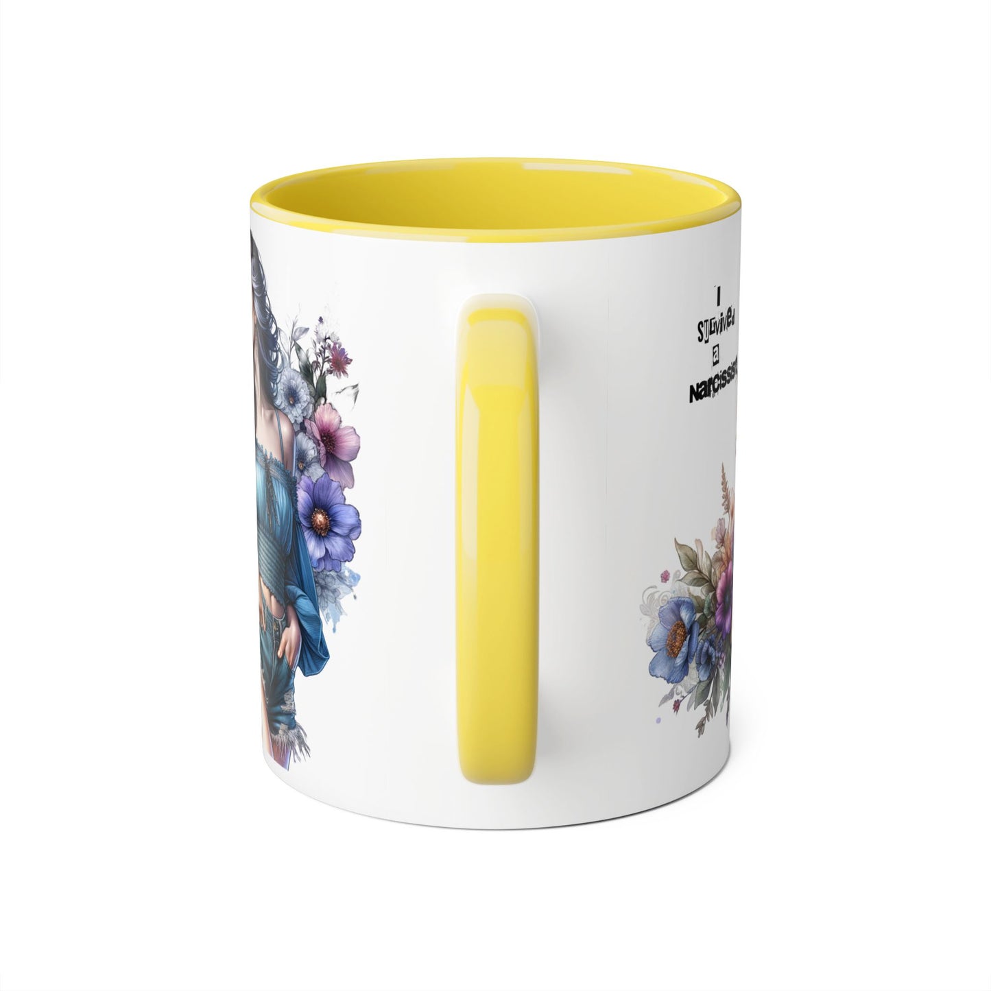 I Survived a Narcissist Accent Mug, Inspirational Coffee Cup, Unique Gift for Survivors, Floral Design, Self-Care Drinkware