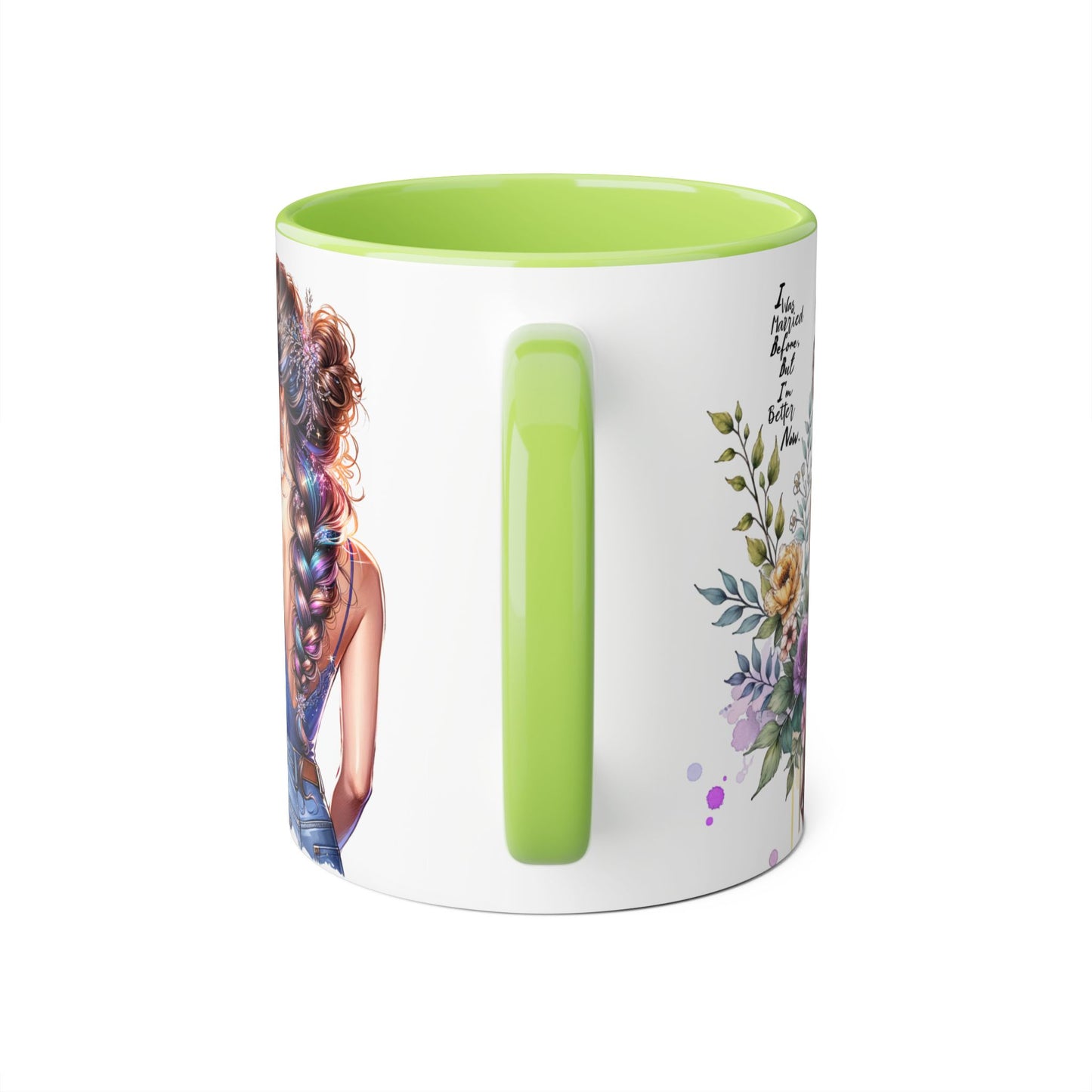I Was Married Before But I'm Better Now Beautiful Floral Accent Mug - Inspirational Coffee Cup, Gift for Her, Home Decor, Tea Lover, Mother's Day, Birthday