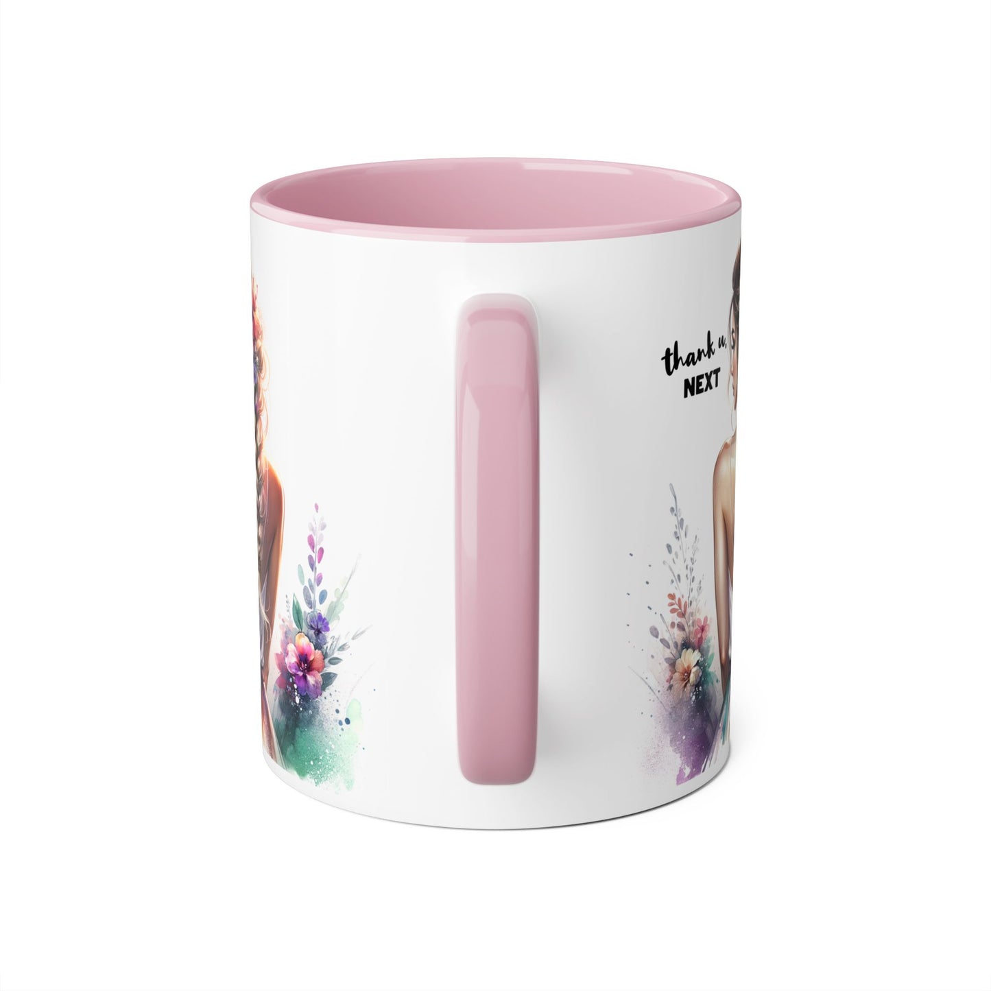 Thank U, Next Colorful Floral Accent Mug, Inspirational Coffee Cup, Gift for Her, Thank You Next Mug, Art Mug, Perfect for Birthdays, Anniversaries