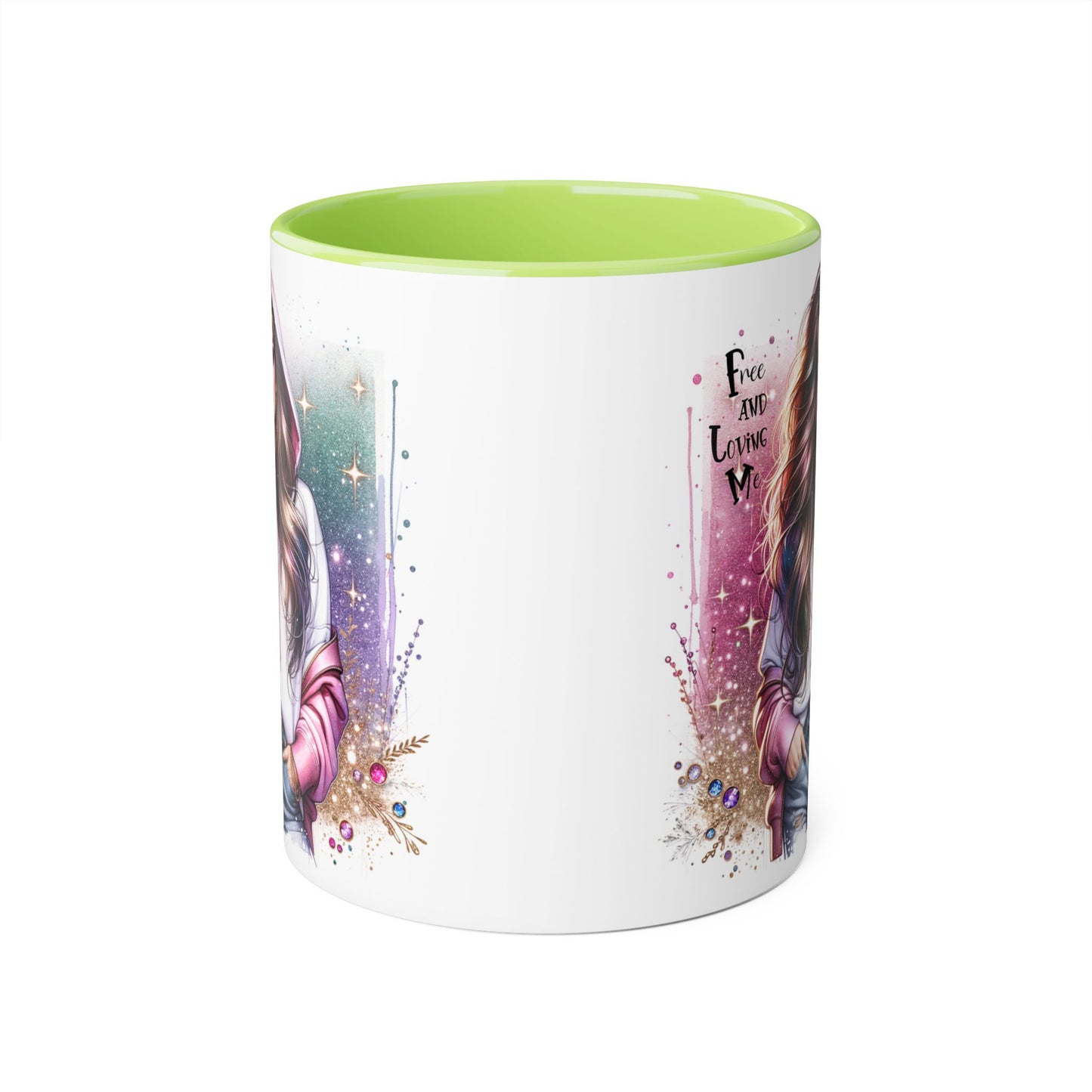 Stylish Accent Mug - 'Free and Loving Me' Coffee Cup, Perfect Gift for Coffee Lovers, Inspirational Drinkware, Cute Morning Mug
